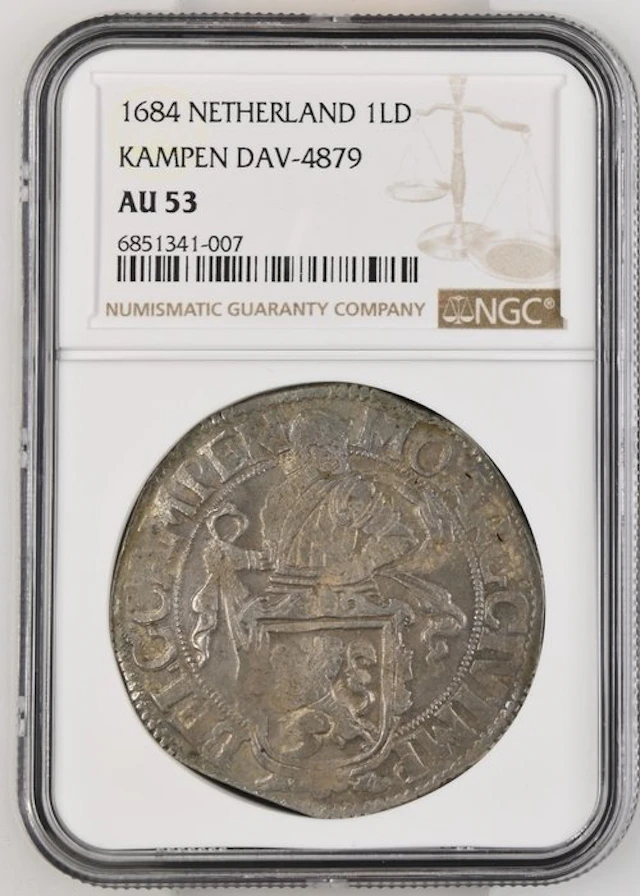 Netherlands, Kampen Leeuwendaalder 1684 (NGC AU53)