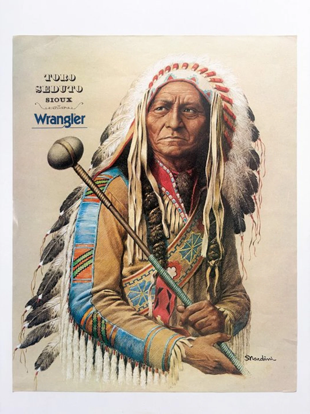S. Nardini - Wrangler “Toro Seduto – Sioux” 60x48 cm - 1970s
