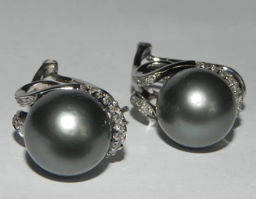 Earrings - 18 kt. White gold Pearl - Diamond