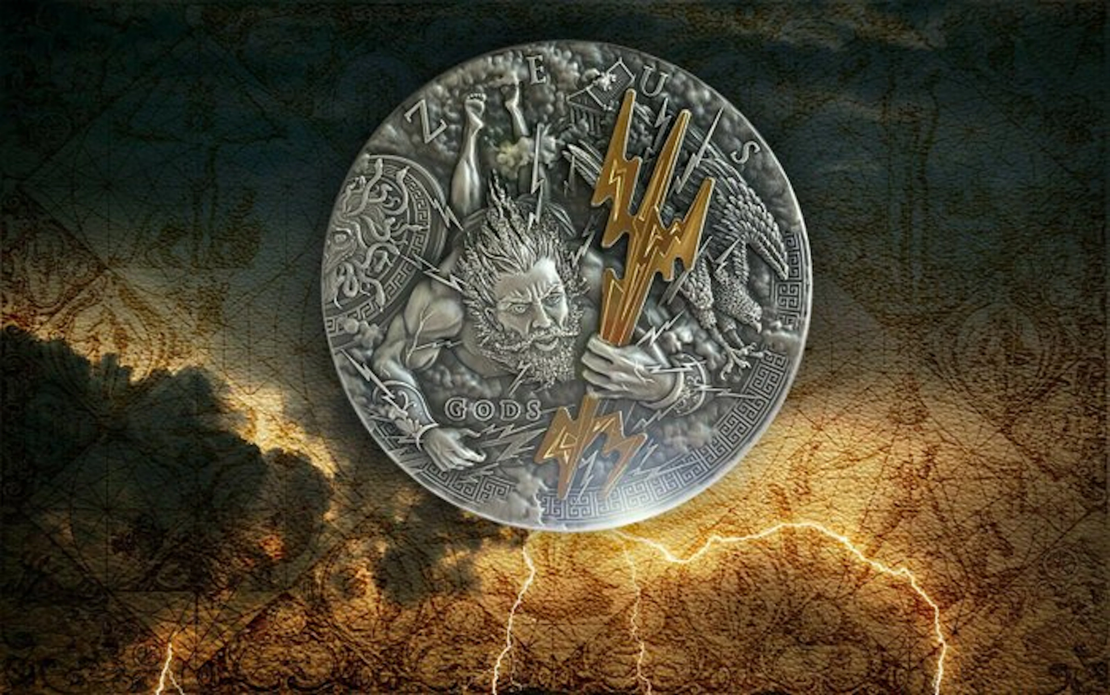 Niue. 2 Dollars 2021 Gods - Zeus, 2 Oz (.999)