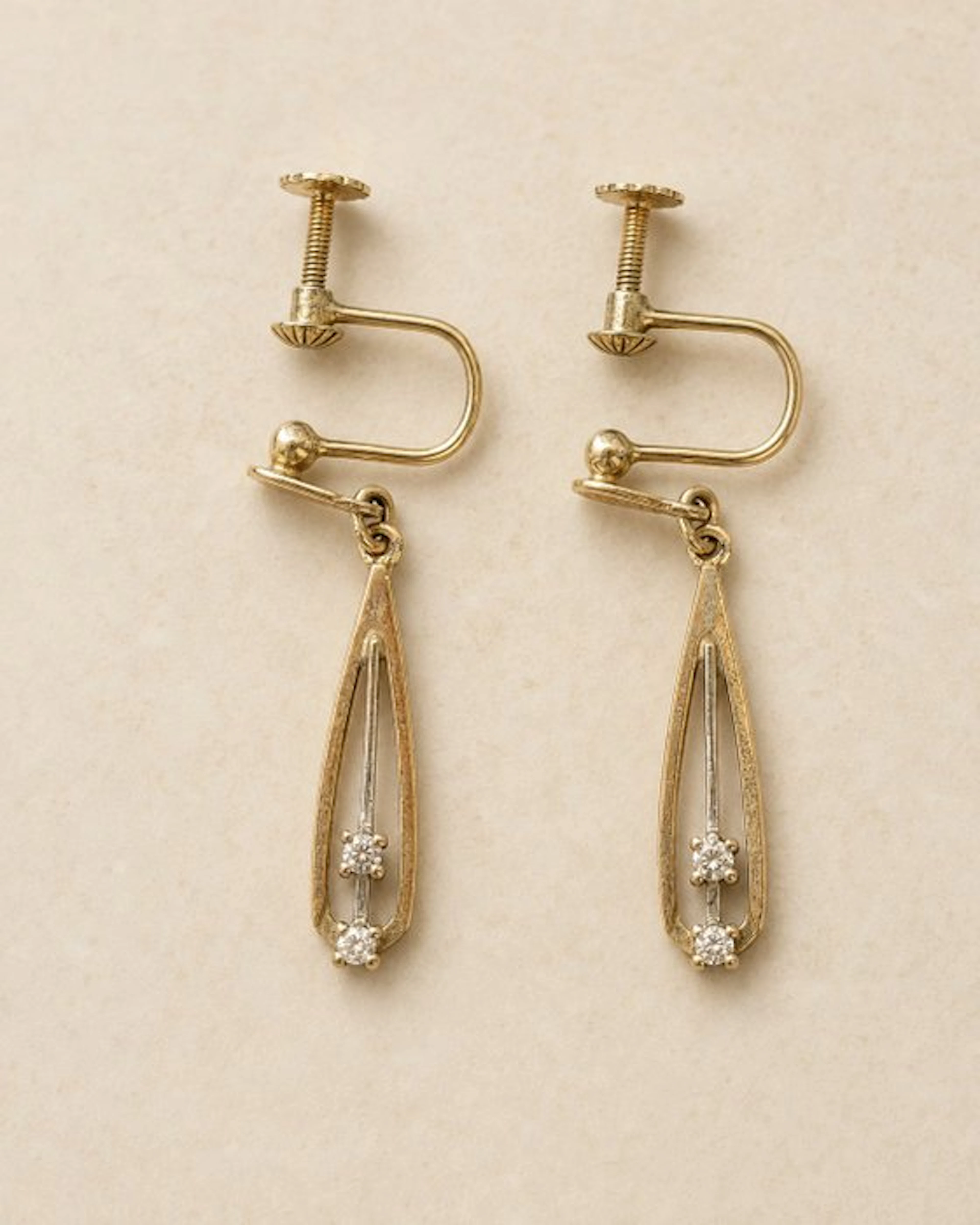 Diamond - 14 kt. - Yellow gold, White gold - Earrings