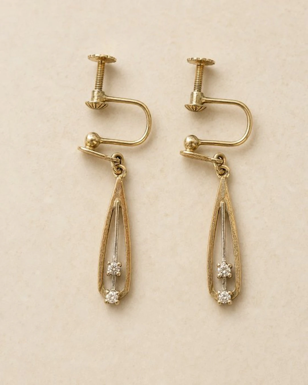 Diamond - 14 kt. - Yellow gold, White gold - Earrings