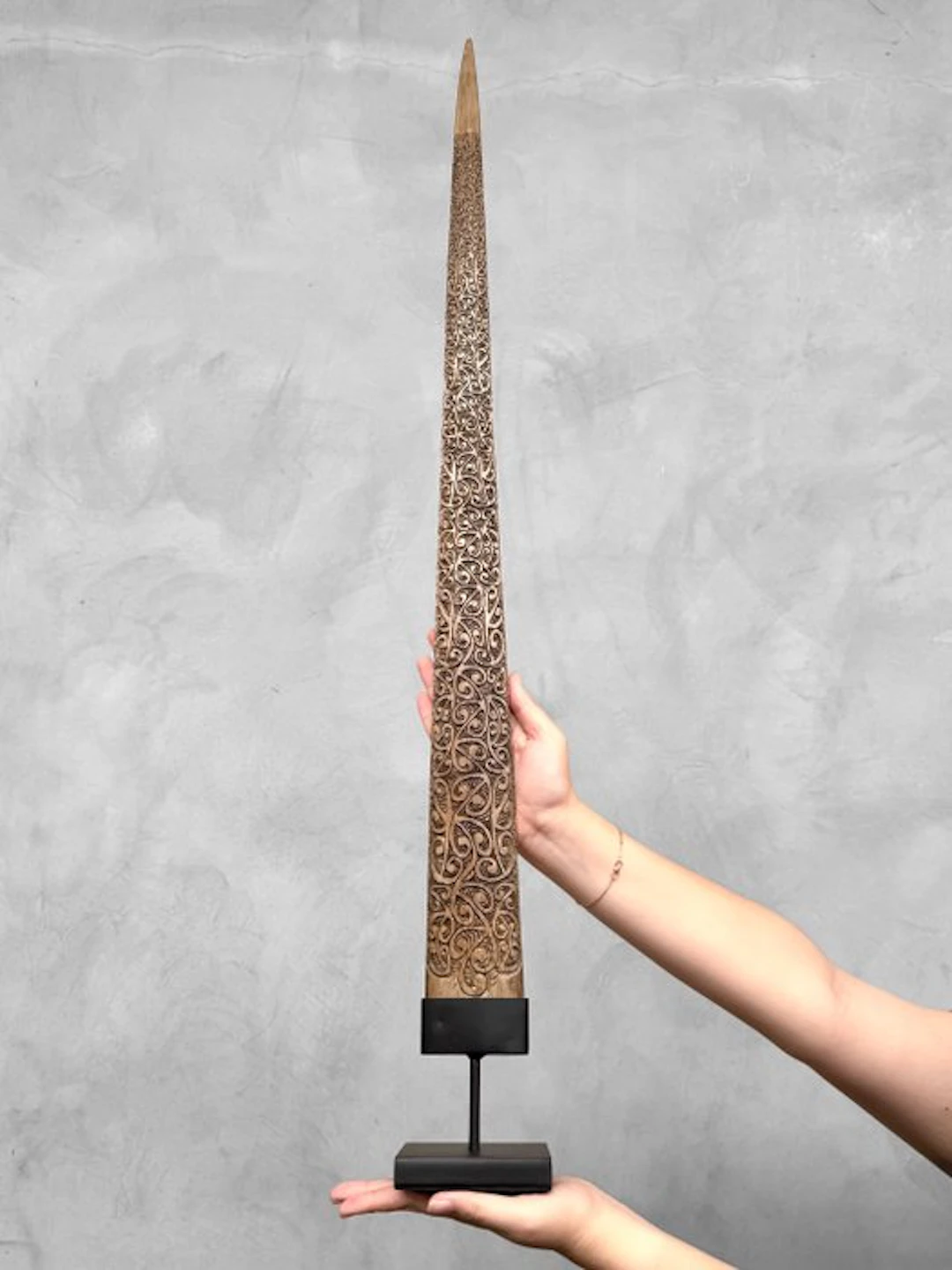 Fine, extra large hand carved swordfish with custom stand...