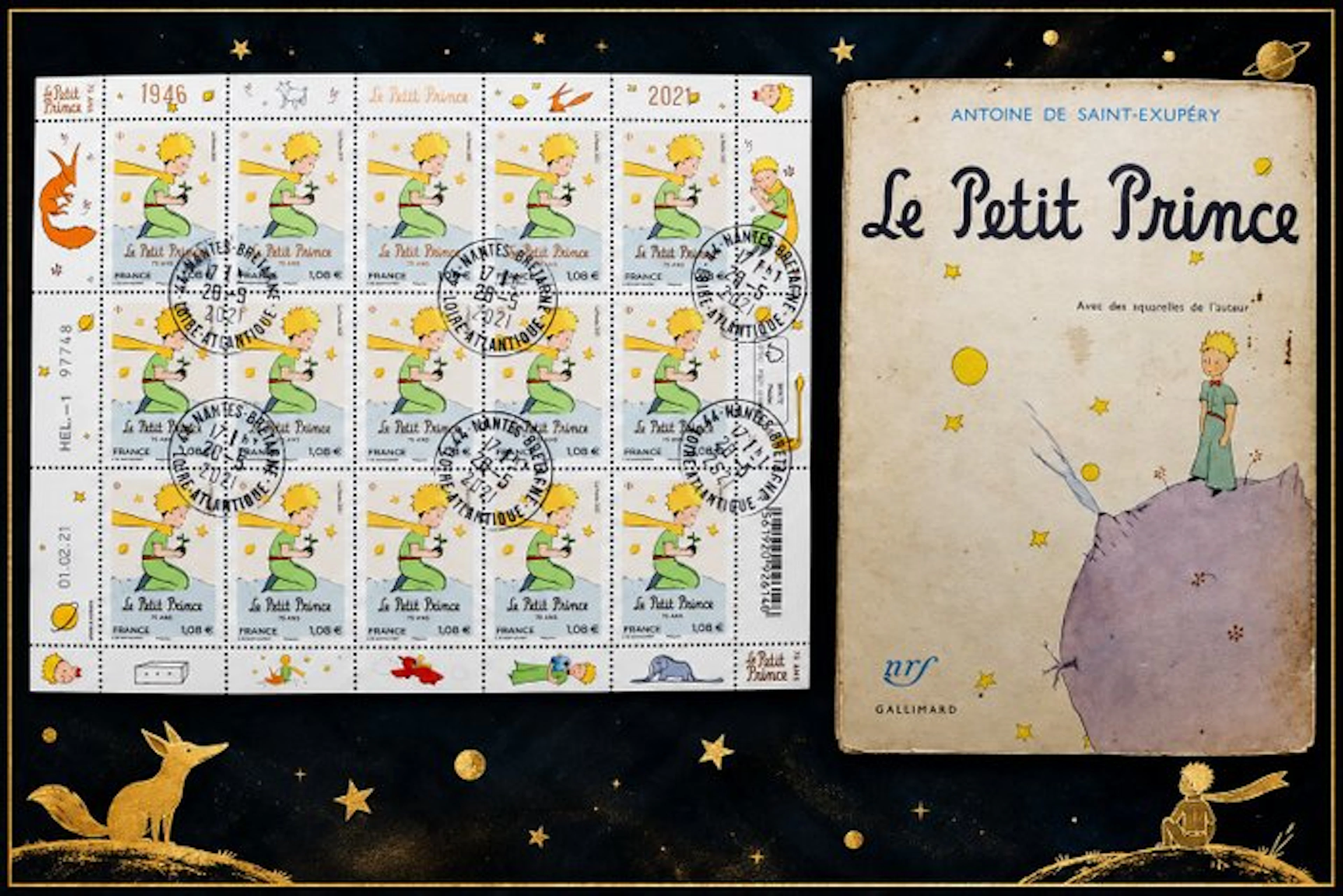 Antoine de Saint-Exupéry. - Le Petit Prince + Feuille avec 15 timbres. - 1956