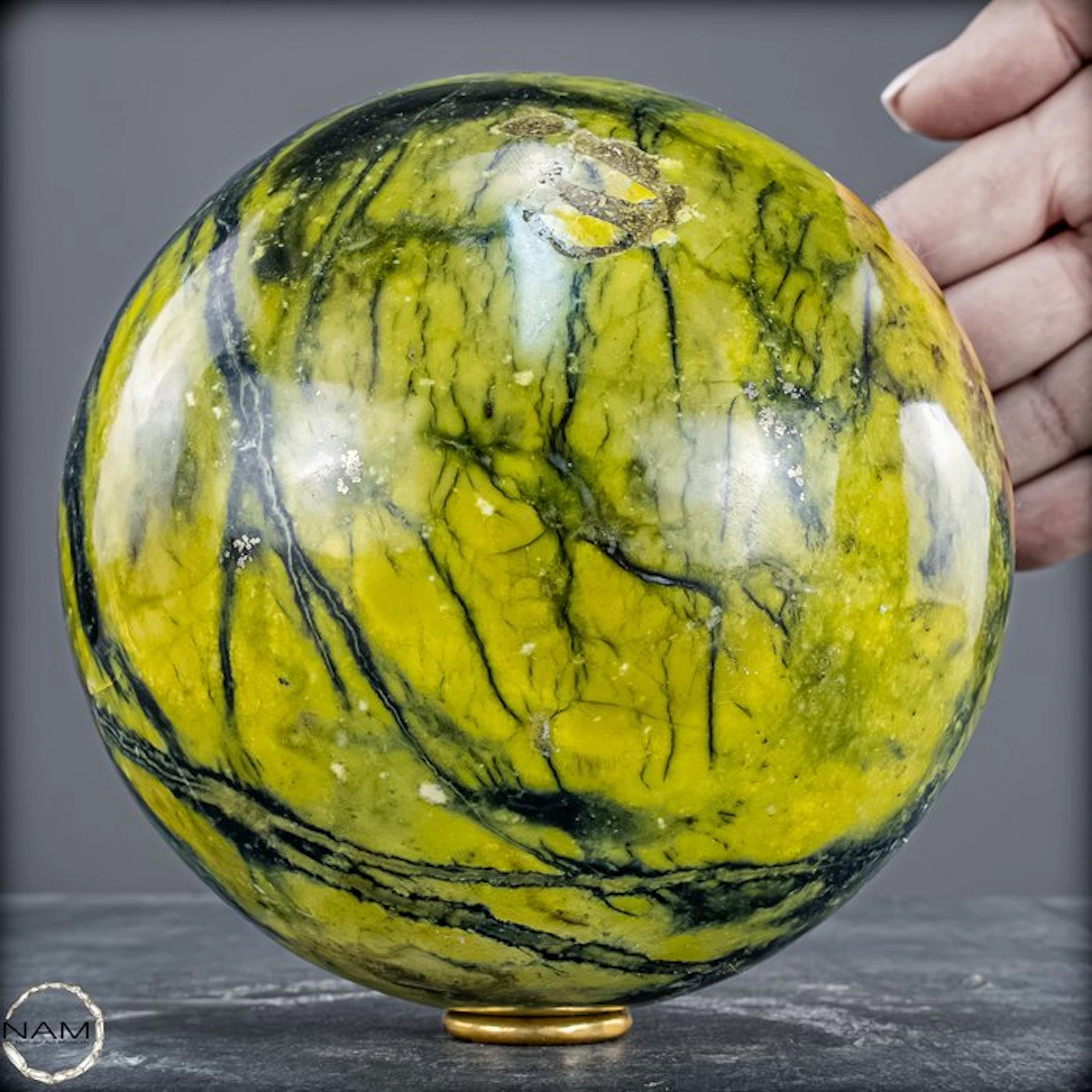 Natural serpentine sphere from Pakistan- 3305.11 g