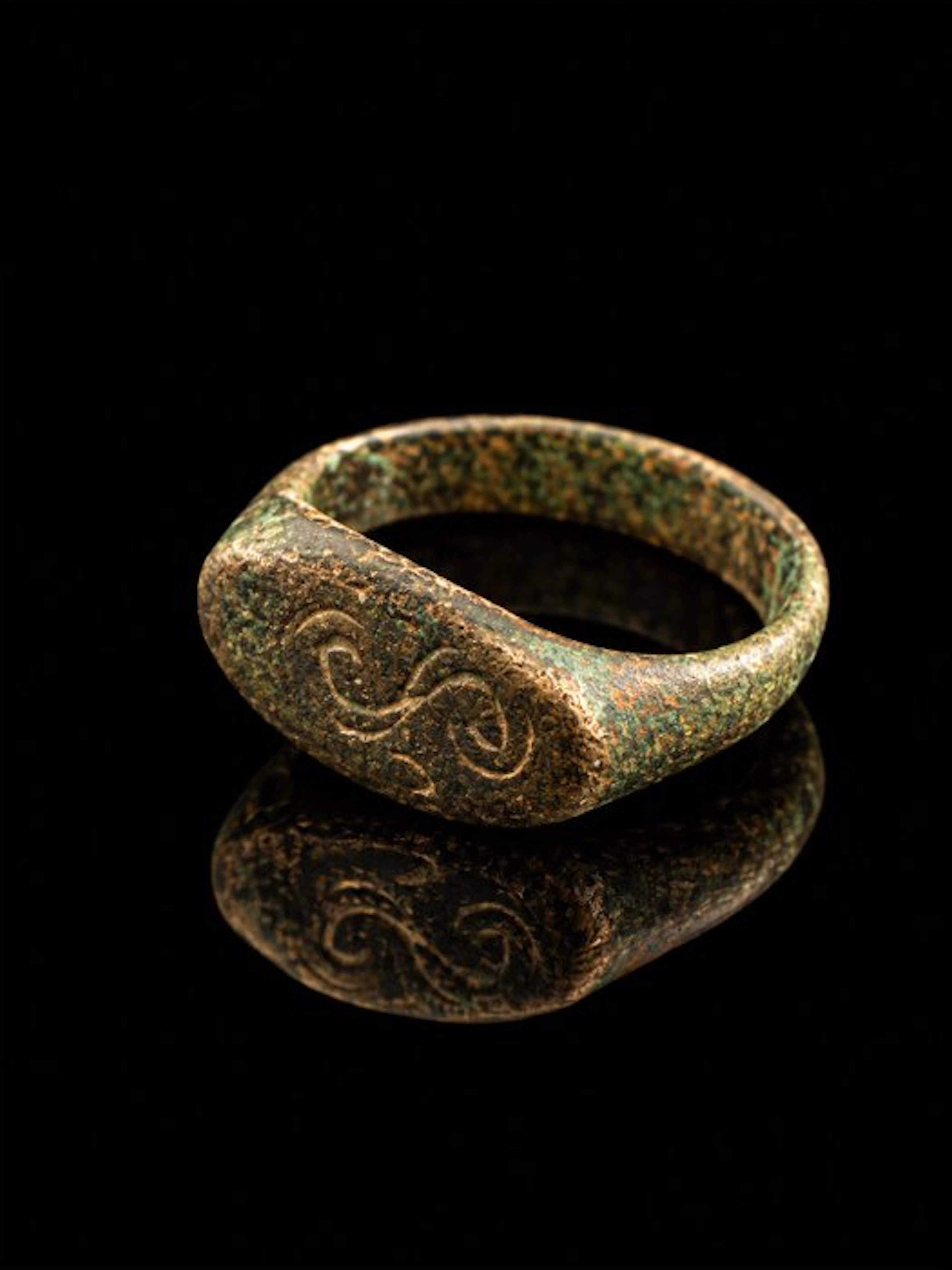 Medieval Bronze Medieval Bronze Signet Ring with Engraved...