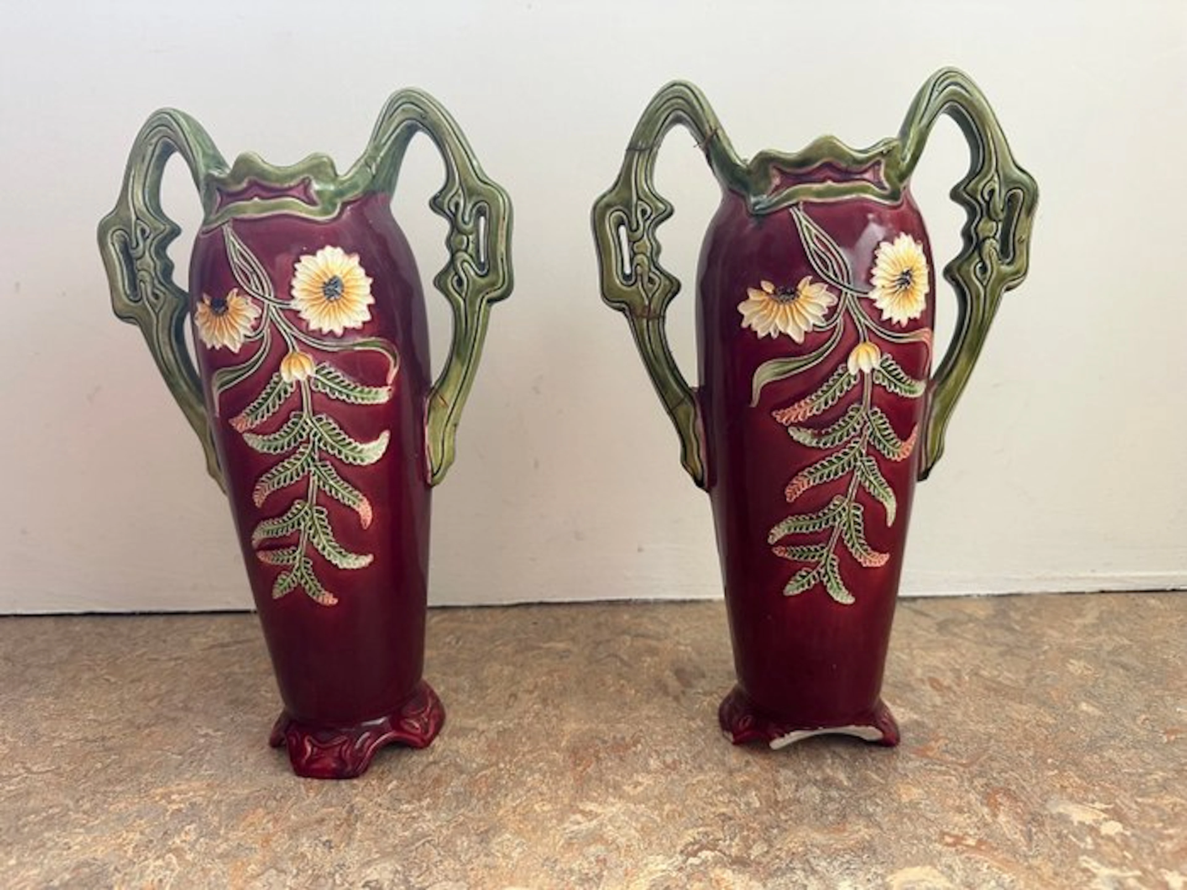 Vase (2) - Earthenware - Art Nouveau vases
