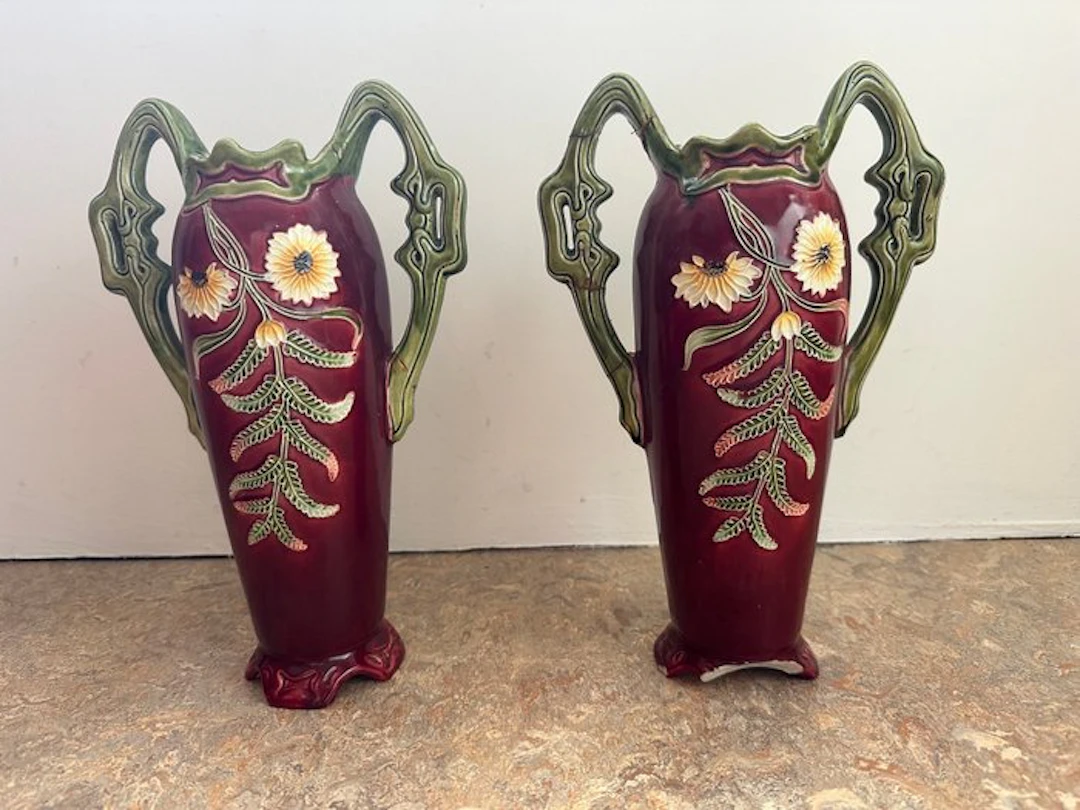 Vase (2) - Earthenware - Art Nouveau vases