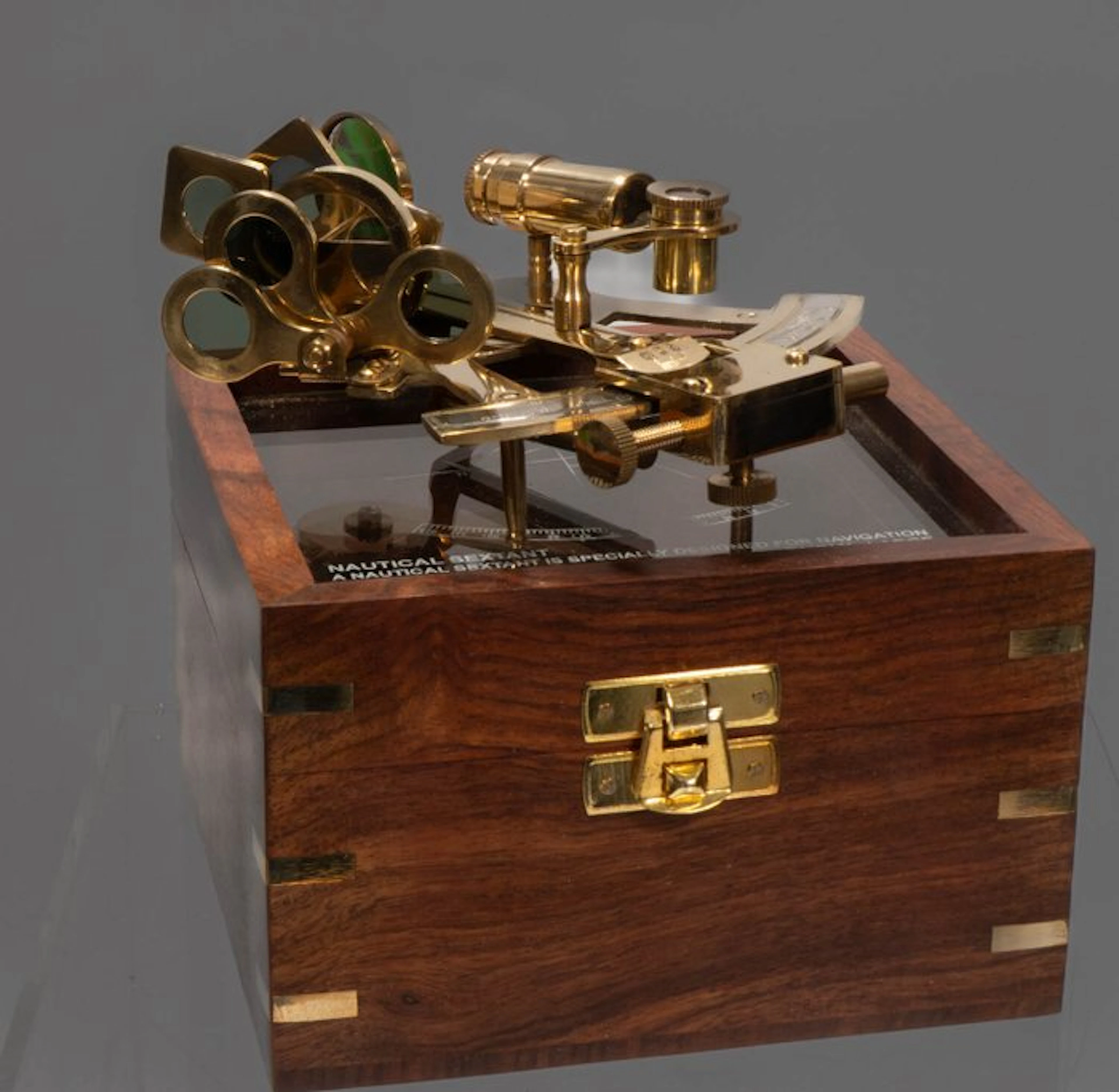 Sextant - Wood, Brass - maritimen Navigationskunst in edler Holzbox