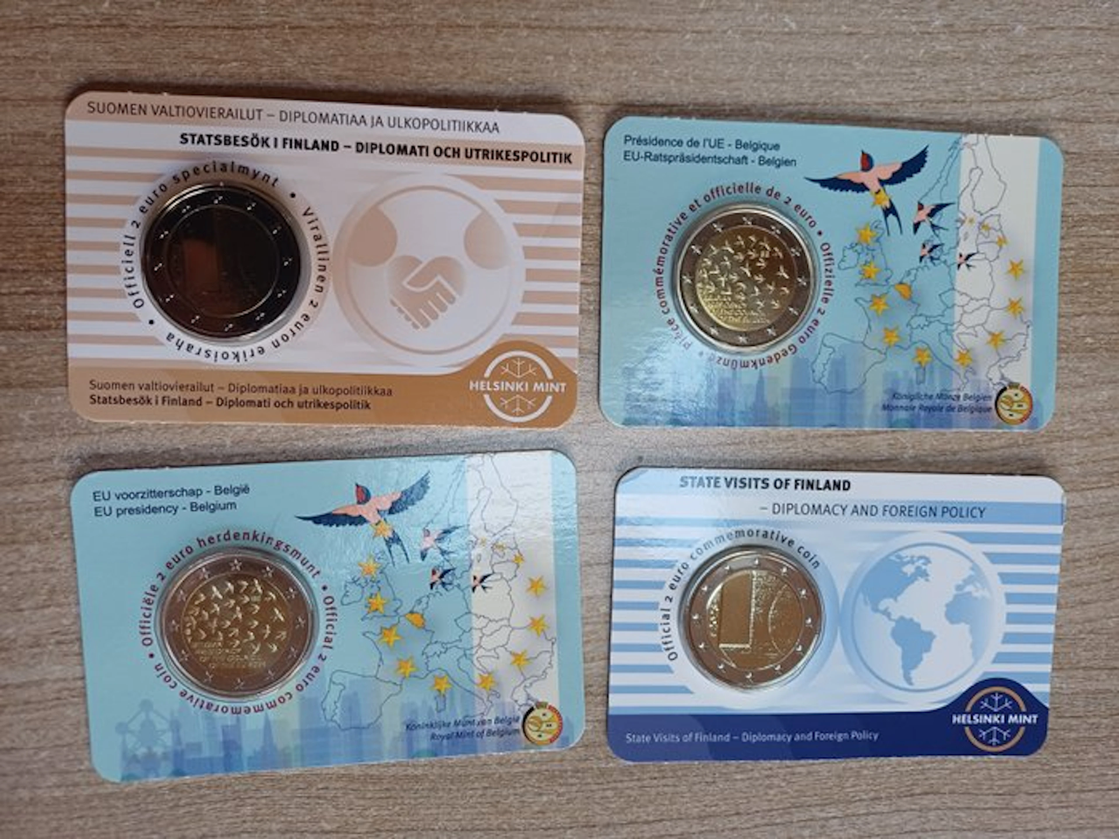 Belgium, Finland. 2 Euro 2024/2025 (4 coincards) (No reserve price)
