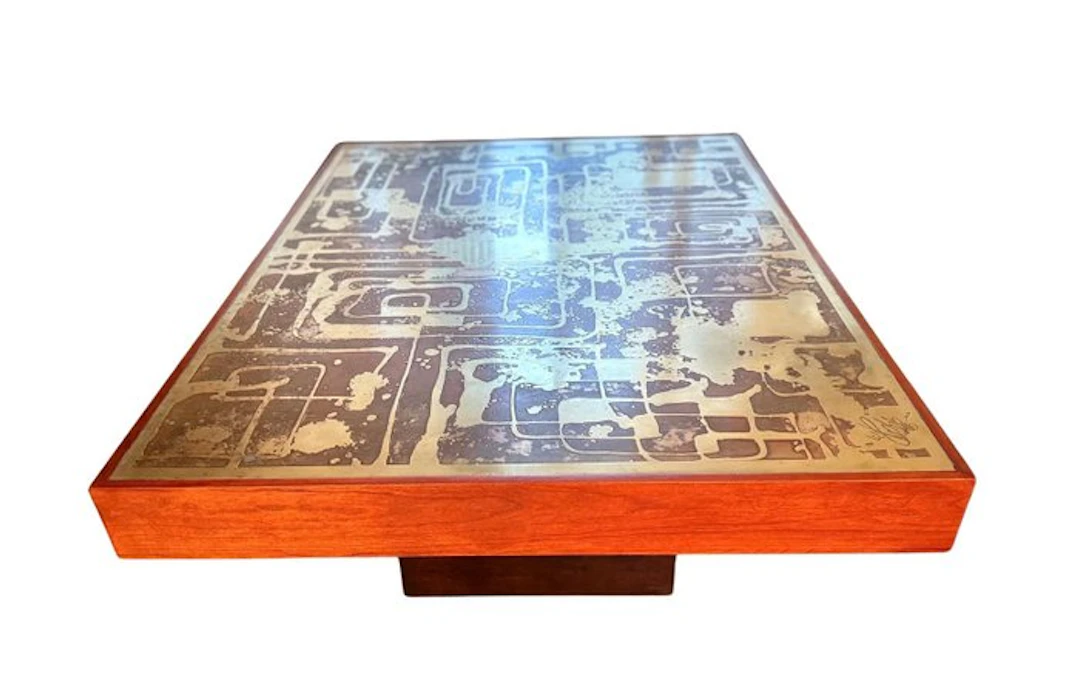W.Sadeghi - Coffee table - bronze copper solid wood
