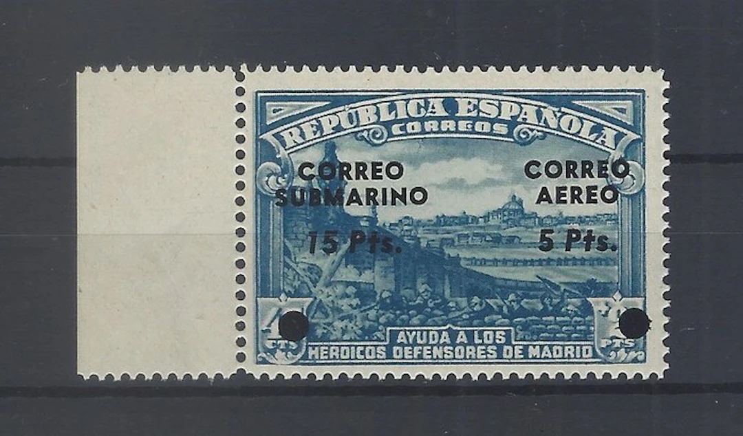 Spain 1938 - Defense of Madrid—Overload Submarine Mail - Edifil Esp. nº 757FN