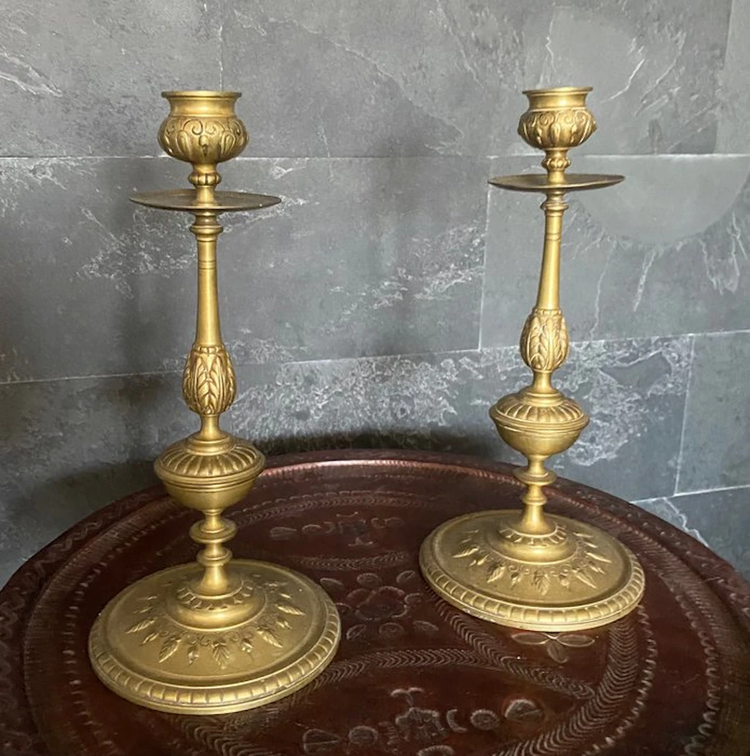 Taperstick (2) - Gilt bronze - Napoleon III Era
