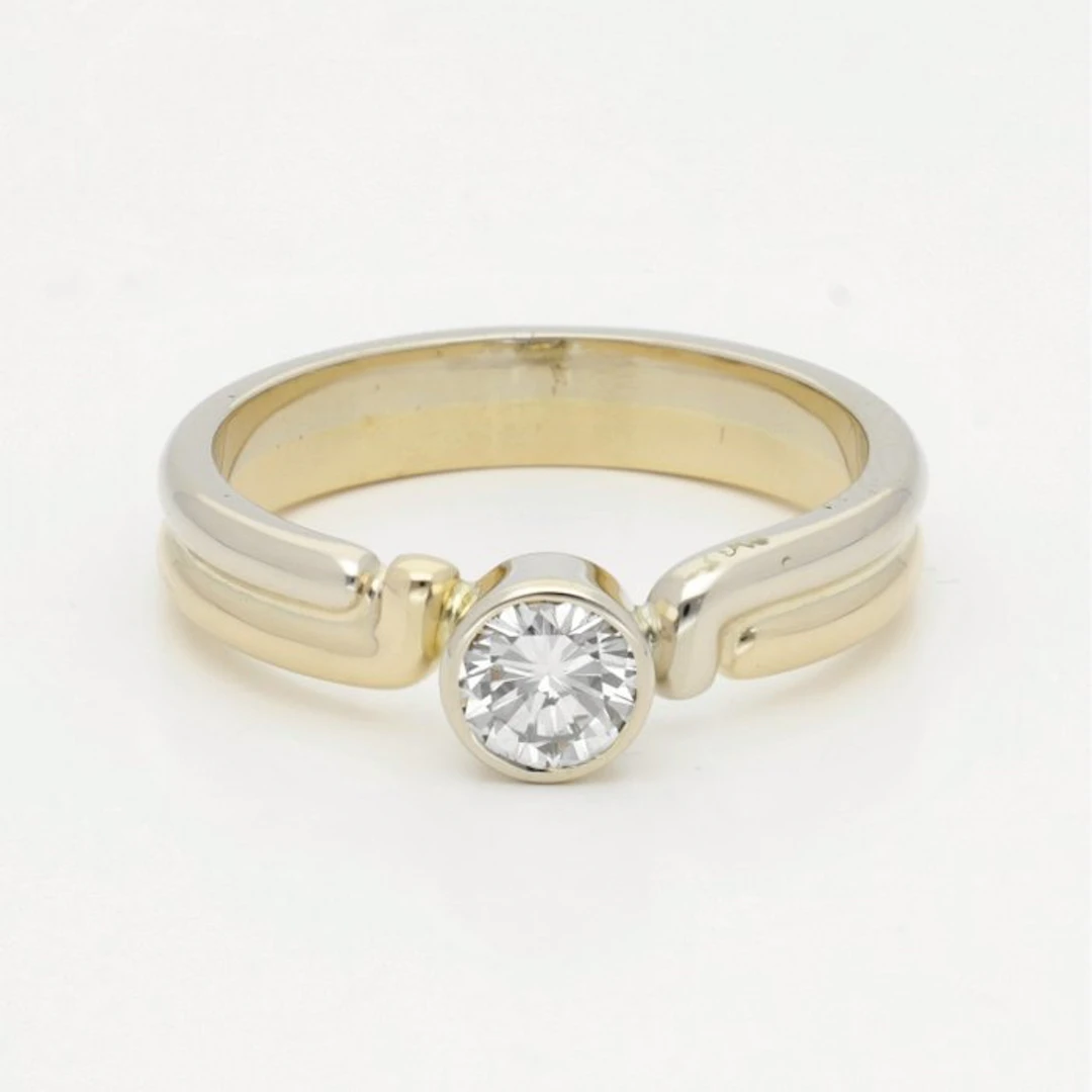 Ring - 18 kt. Yellow gold, White gold Diamond (Natural)