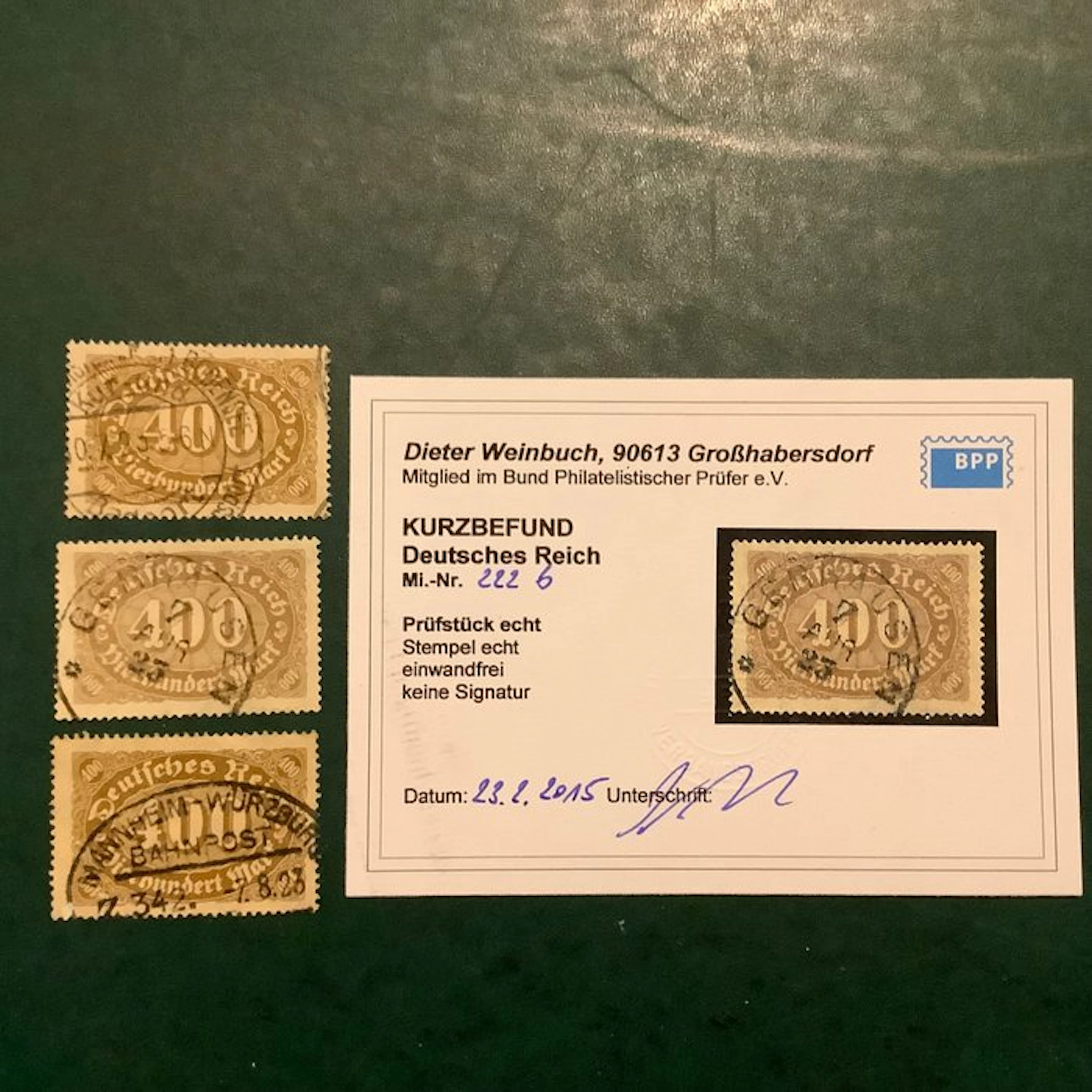 German Empire 1922 - 400 Mark grade in an oval