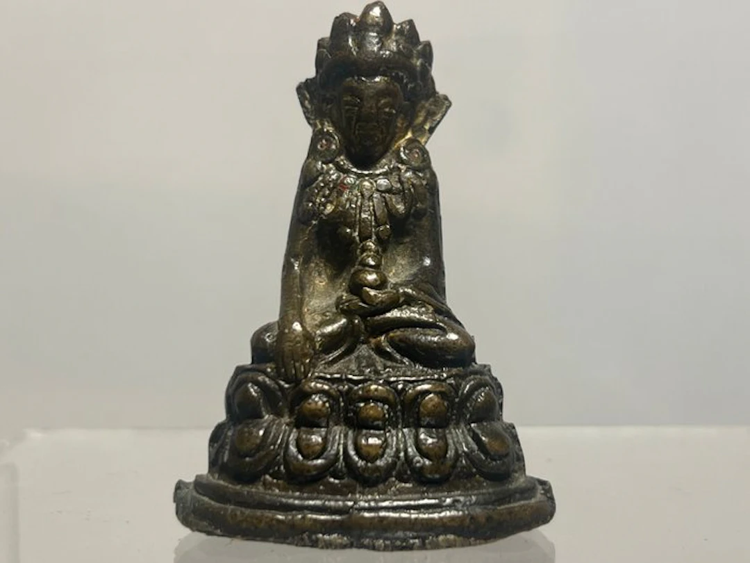 Miniature Tibetan Gilt-Copper Alloy Bodhisattva - Bronze - China - 20th century