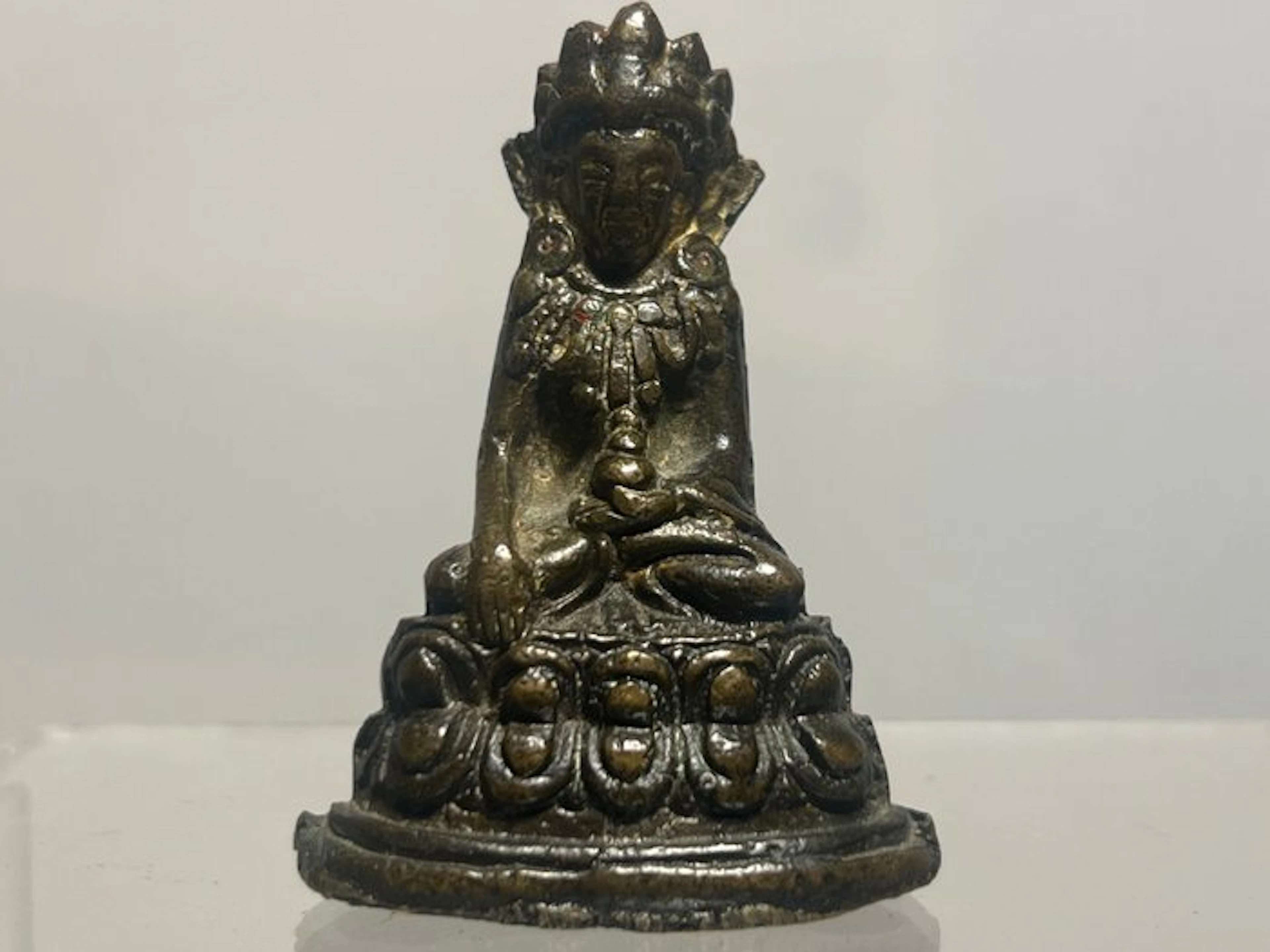Miniature Tibetan Gilt-Copper Alloy Bodhisattva - Bronze - China - 20th century