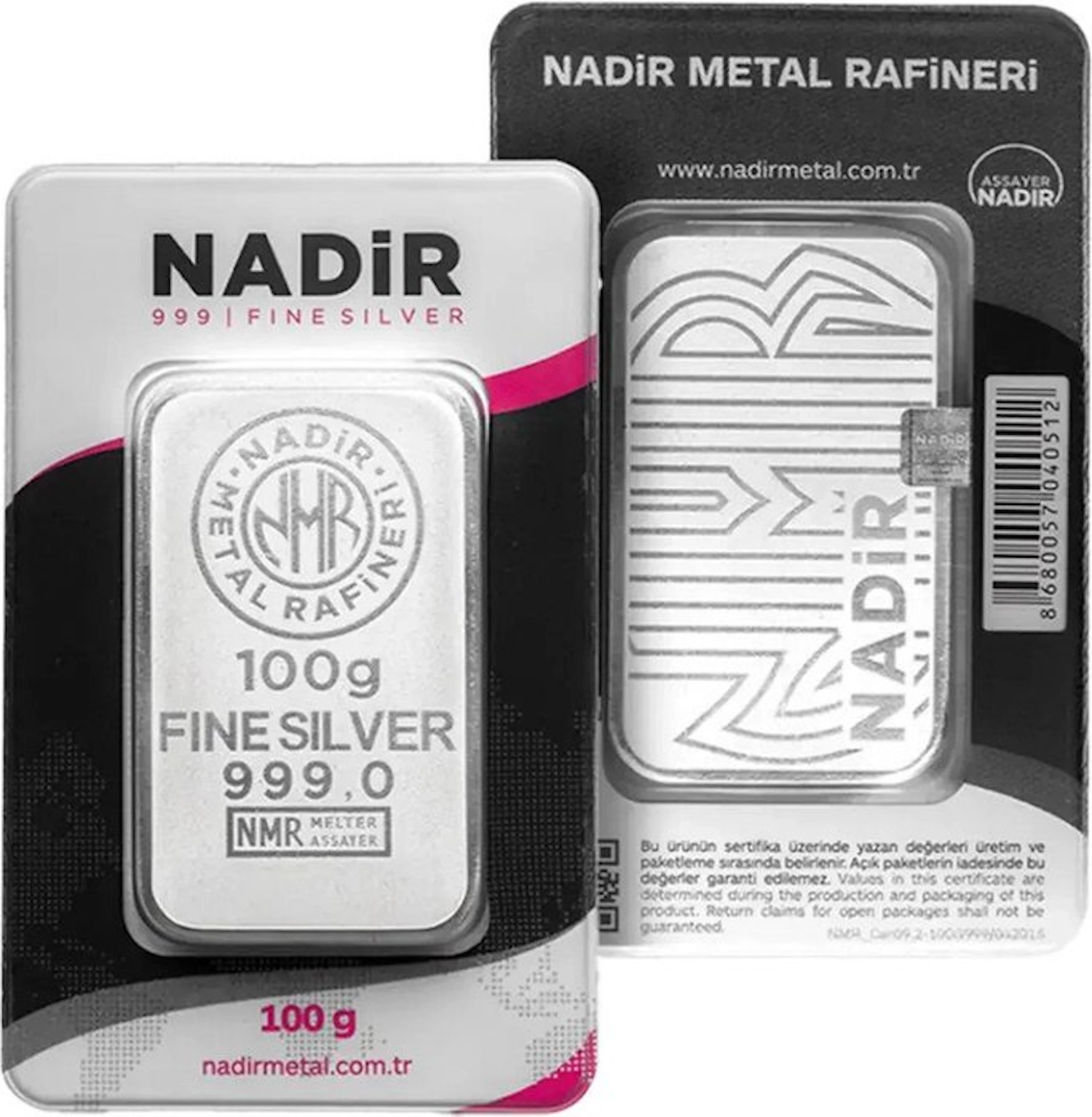 100 grams - Silver .999 - Nadir Metal Rafineri - 100 gram...