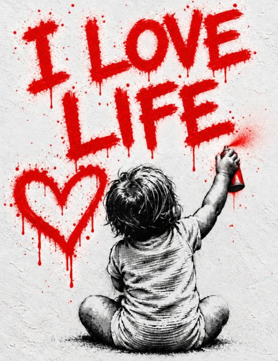 EMIR BERCUTTE - STREET ART I LOVE LIFE - Toile L - LIMITED EDITION