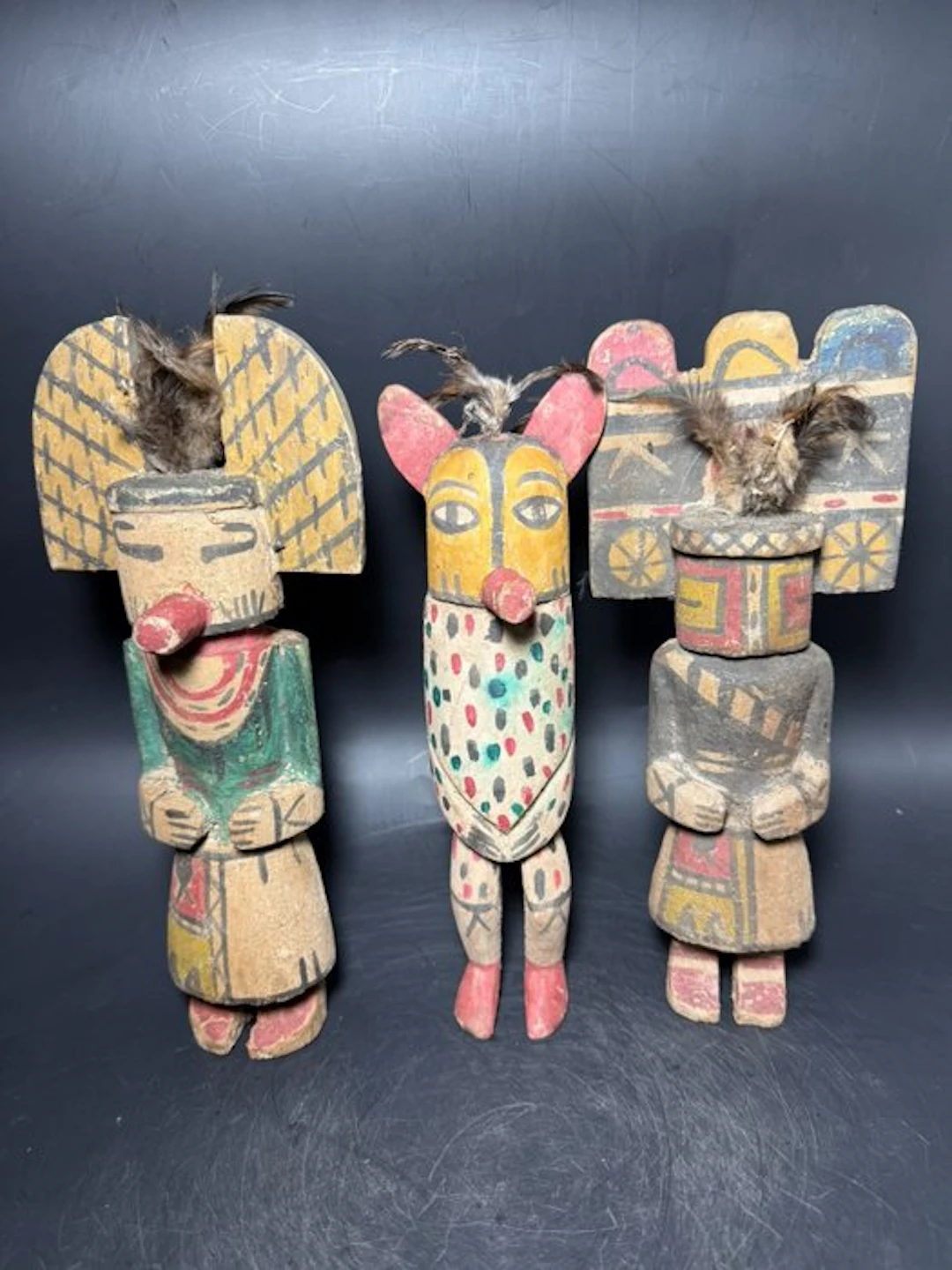 3 dolls in the Hopi kachina style. - Wood - U.S. - 21st century