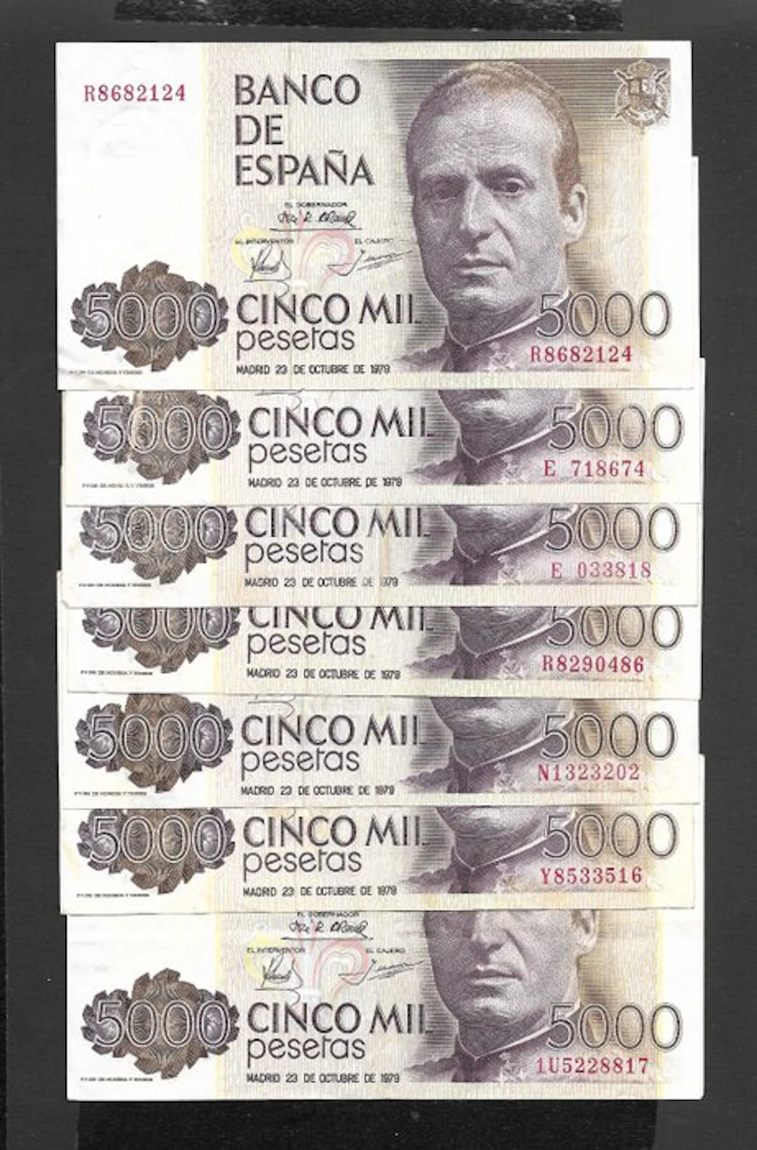 Spain. - 7 x 5000 Pesetas 1979 - Pick 160a (No reserve price)