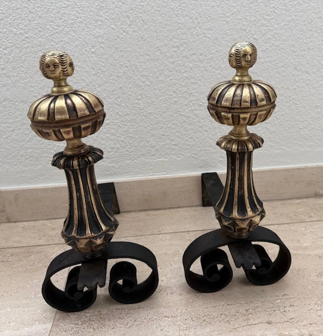 Fireplace accessory - Bronze, Wrought iron - Andirons