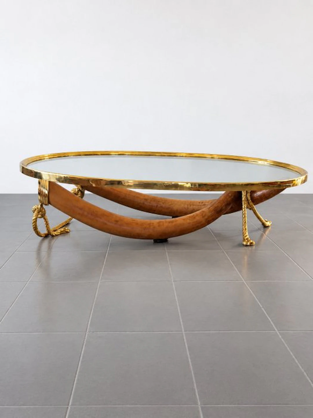 Valenti - Table - Glass, Resin, Brass - Faux elephant tusk