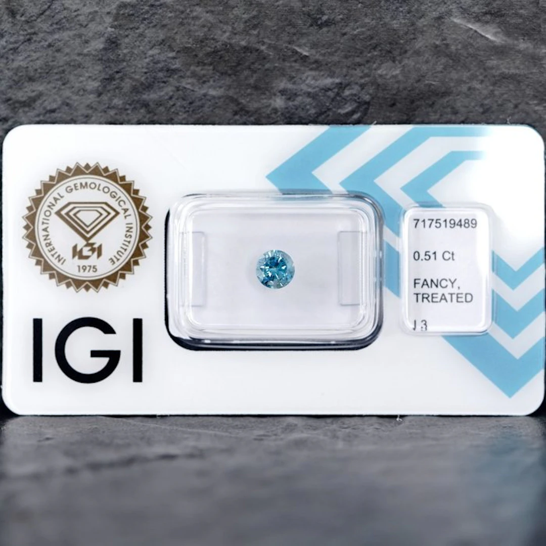 1 pcs Diamond (Colour-treated) - 0.51 ct - Round - Fancy...