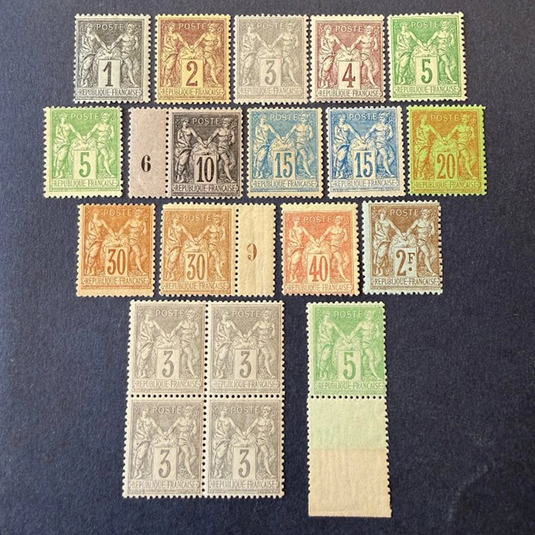 France - Lot "Sages" mint * with gum (including a block