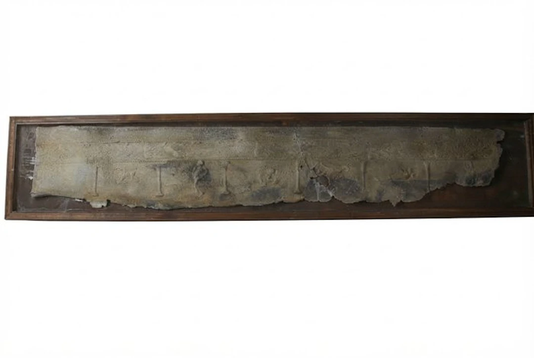 Ancient Roman Lead Side fragment of a sarcophagus featuring a sphinx