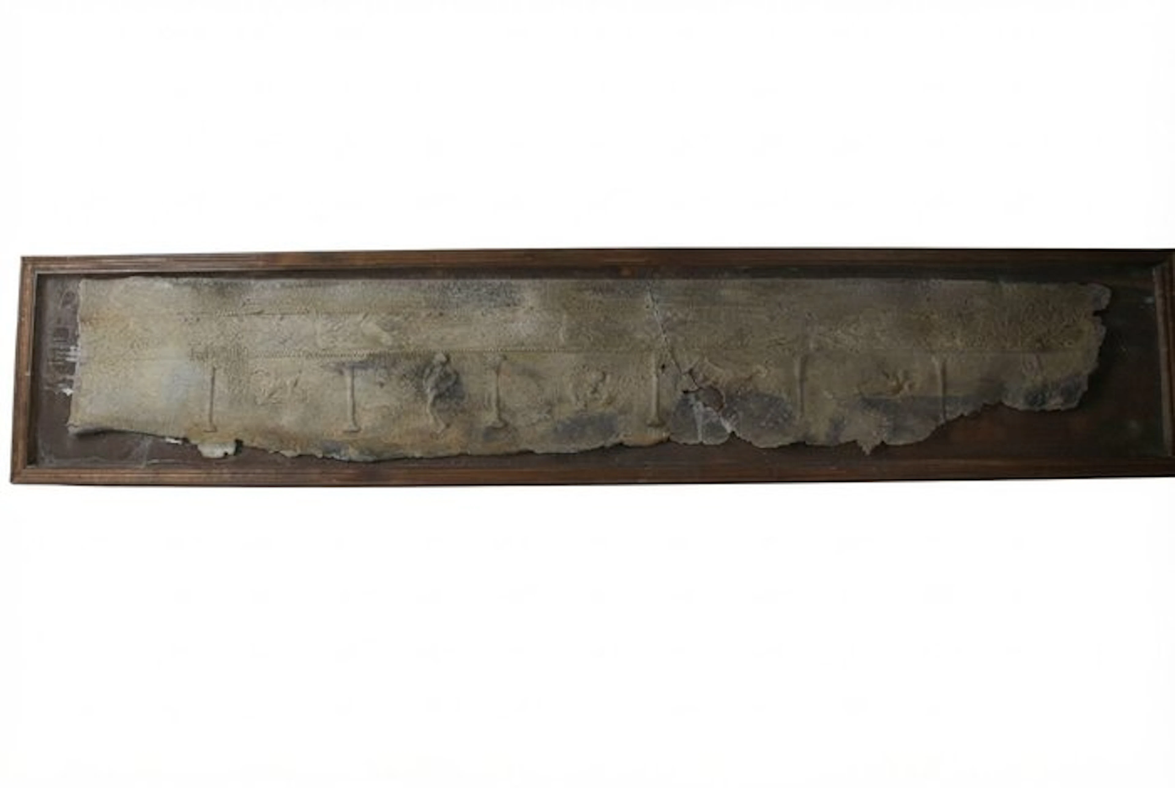 Ancient Roman Lead Side fragment of a sarcophagus featuring a sphinx