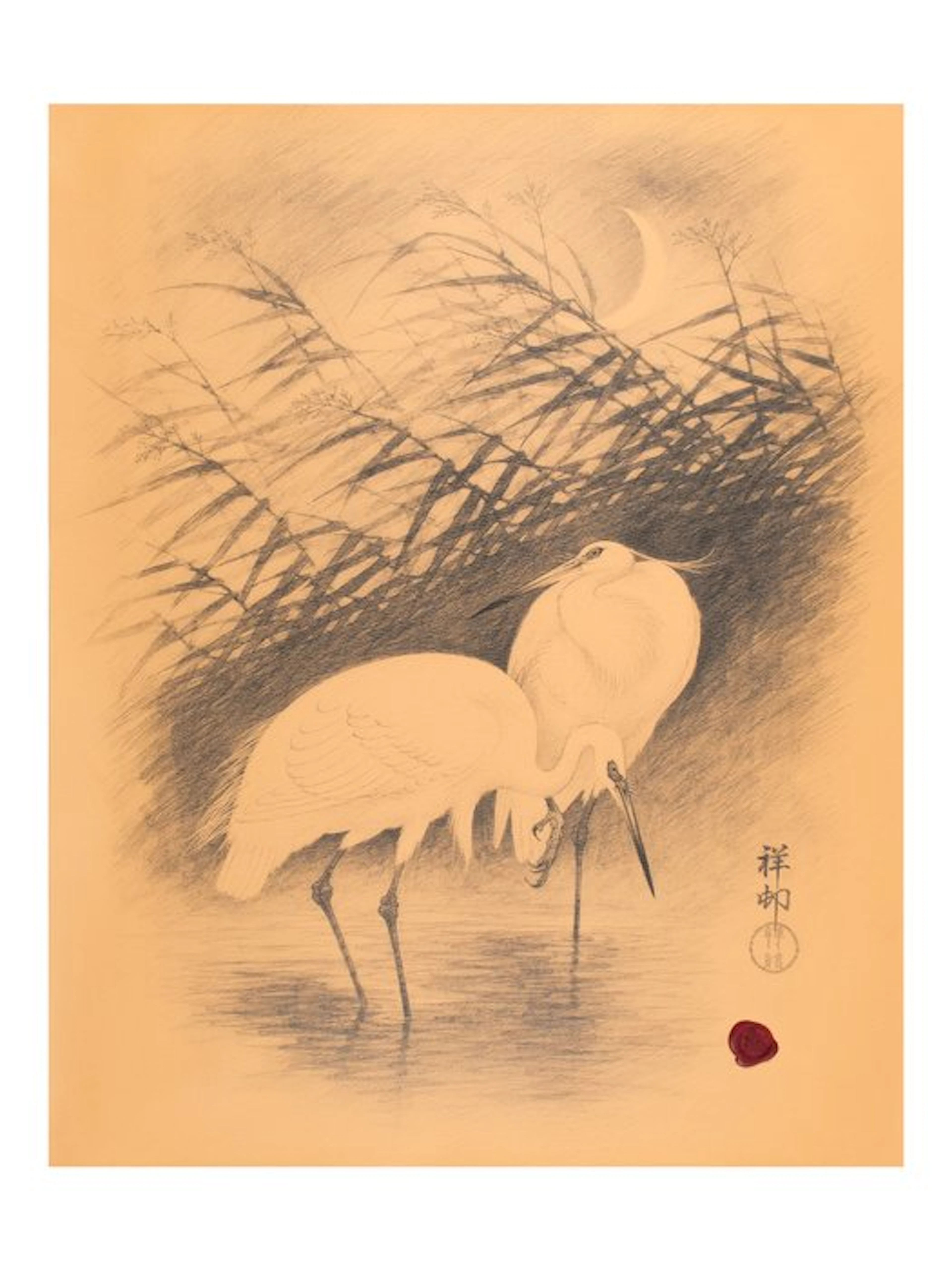 Artistic Tapestry 'Herons by Moonlight' – Print on...
