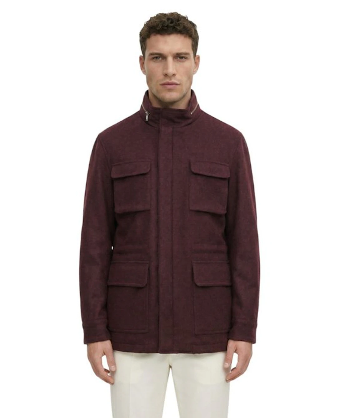 ISAIA NAPOLI - 50 IT - Burgundy Coulisse Zip Field Jacket...