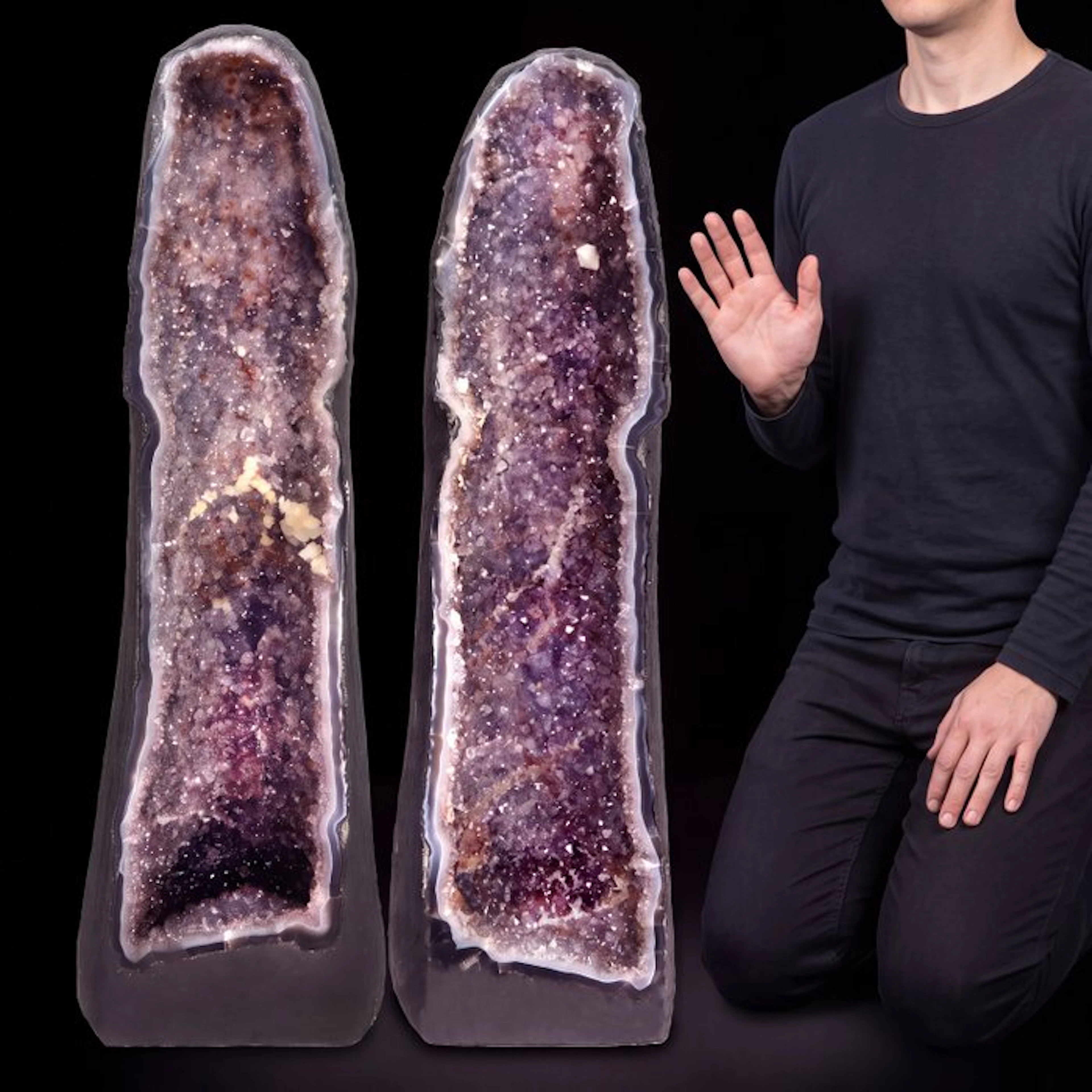 Vivid Amethyst - 67x28x16 cm - Matched Pair - Cathedral Geode- 56 kg