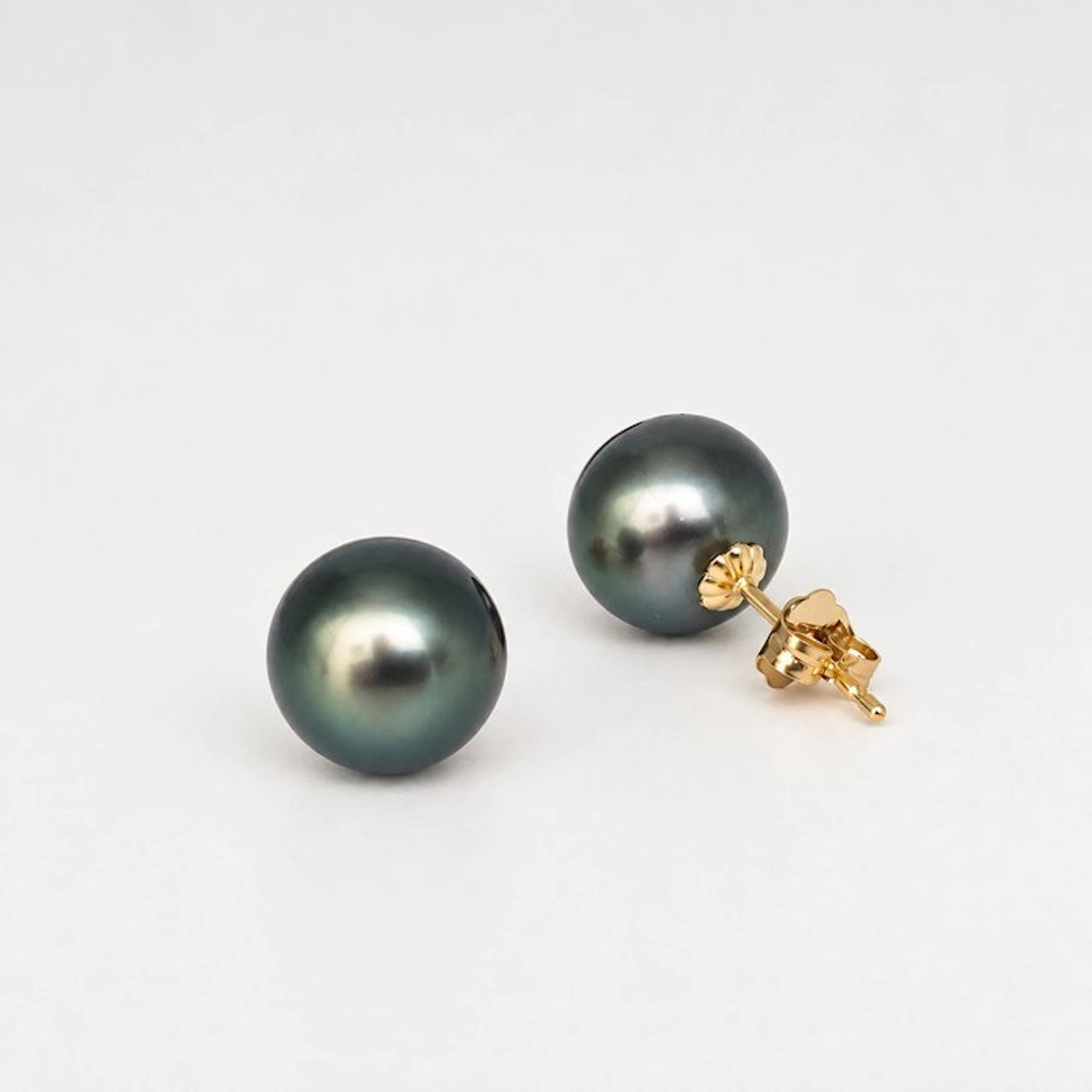 No reserve price - Earrings - 18 kt. Yellow gold Pearl - Tahiti