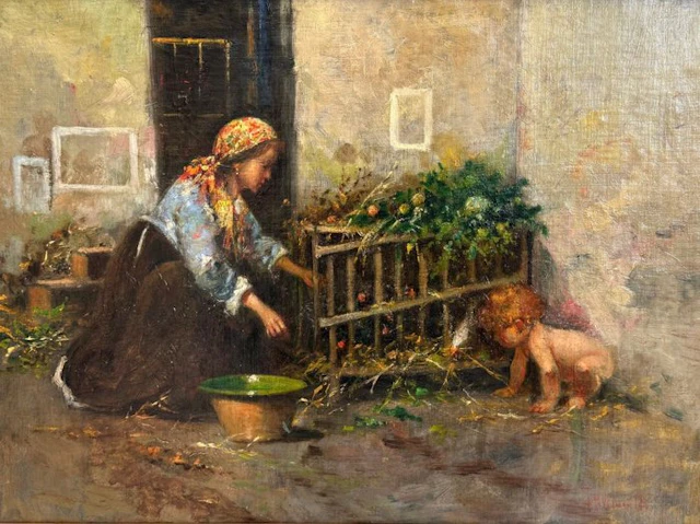 Tito Pellicciotti (1871-1950) - L'ora del bagnetto