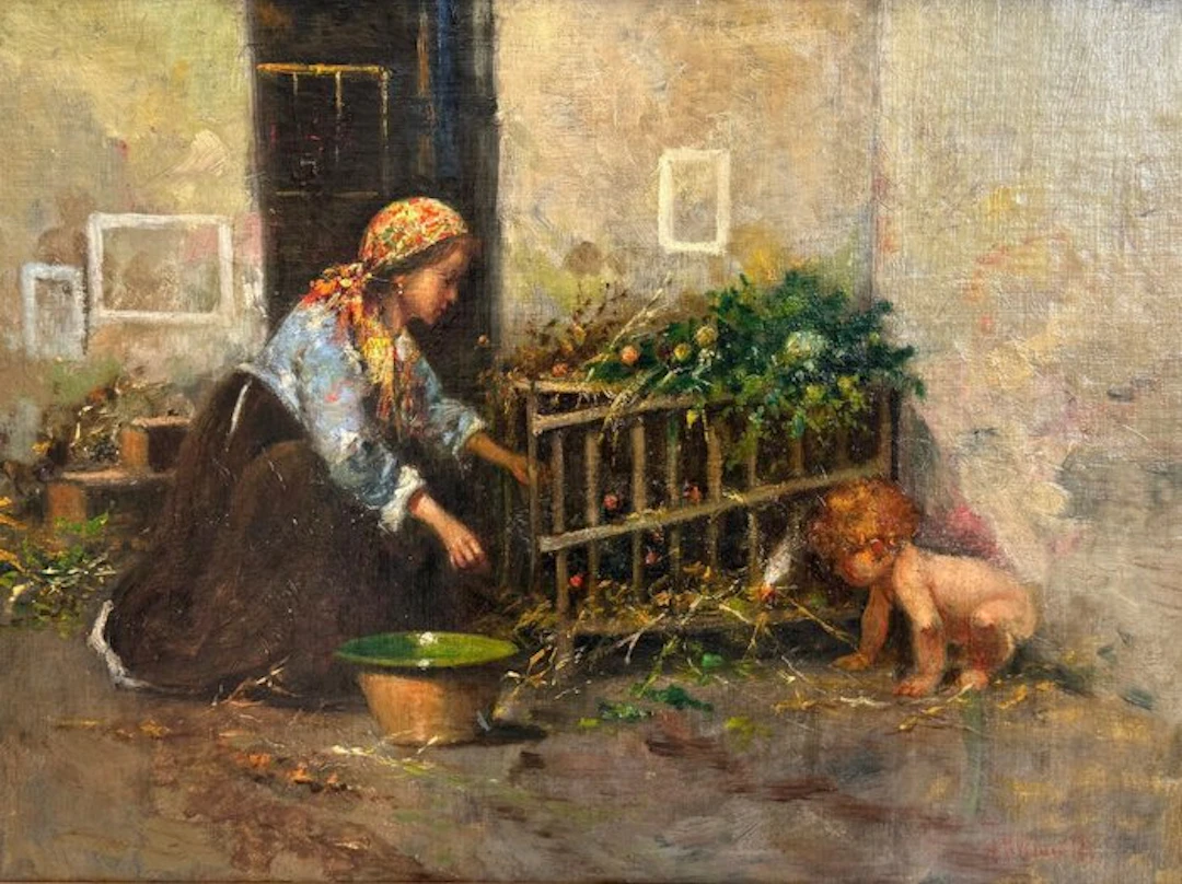 Tito Pellicciotti (1871-1950) - L'ora del bagnetto