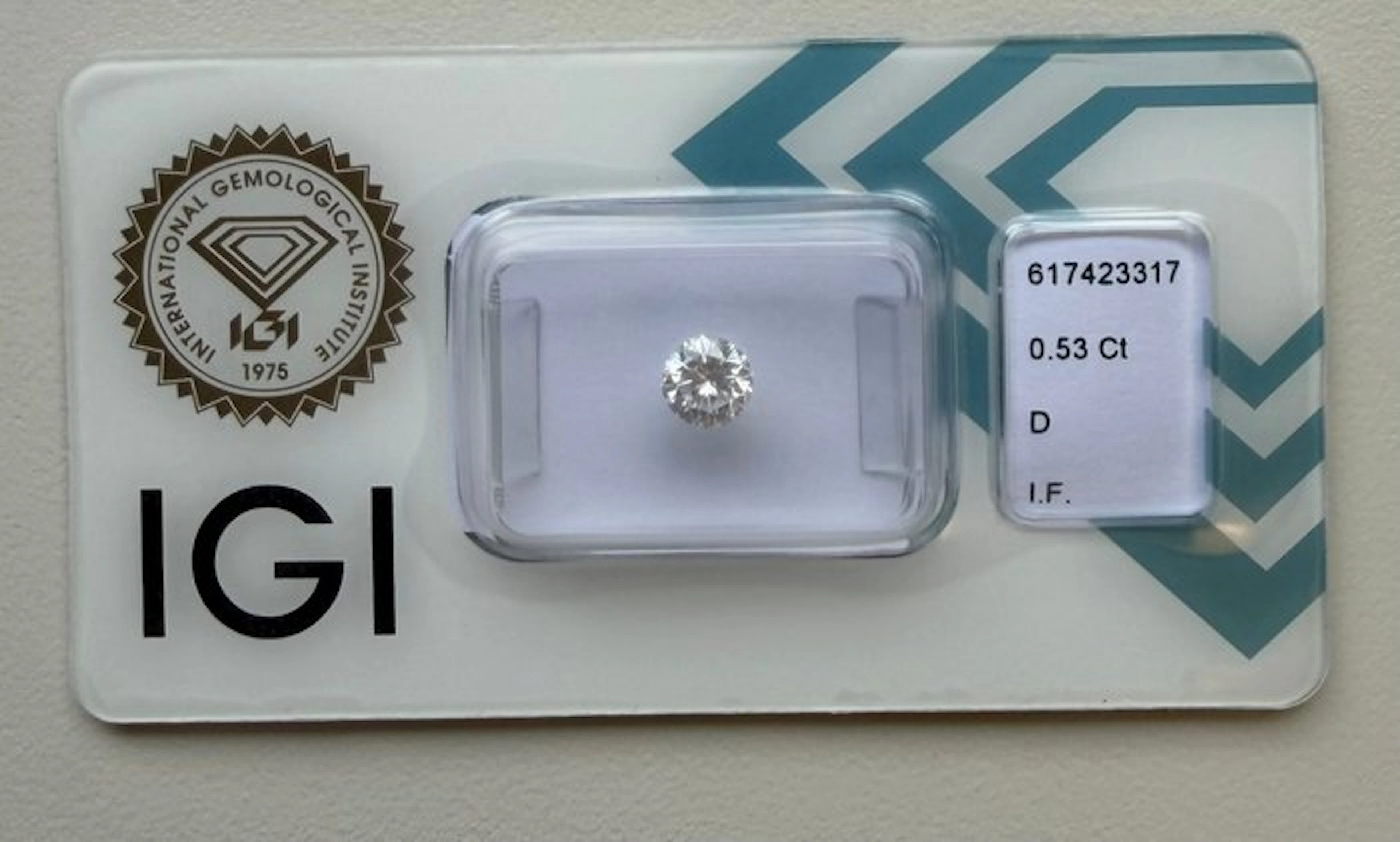 1 pcs Diamond (Natural) - 0.53 ct - Round - D...