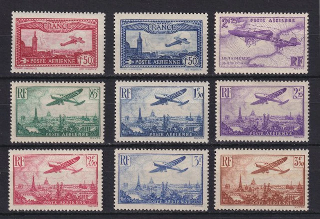France 1934 - Aerial posts from No. 5 to No. 13, new**, superb quality - Yvert