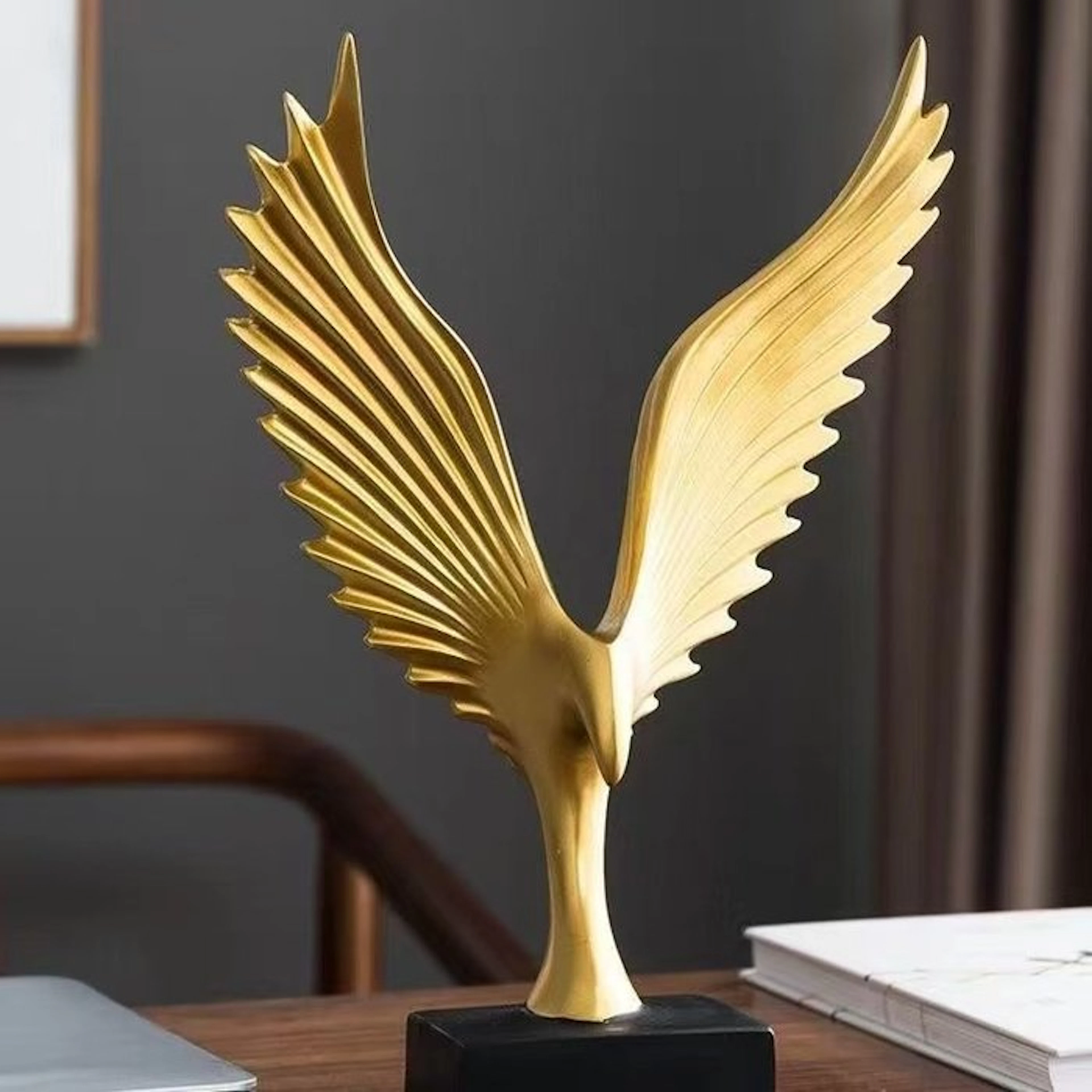Golden Roc and Eagle Ornament with Spread Wings - Statue