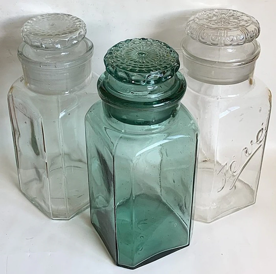 Jar (3) - Glass - pantry jars with a stopper