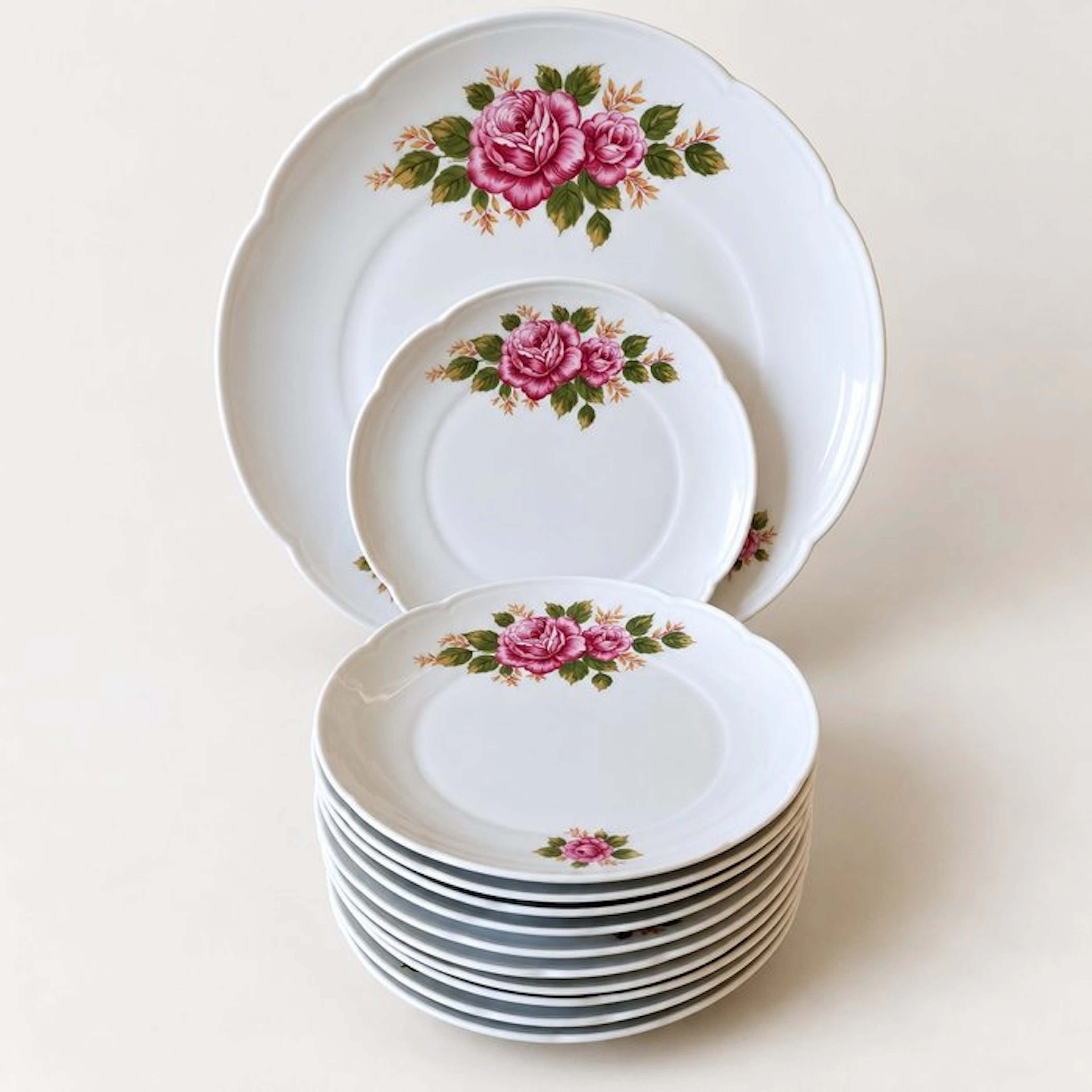 Seltmann Weiden - Table service (12) - Rose porcelain - Bavaria cakeware.