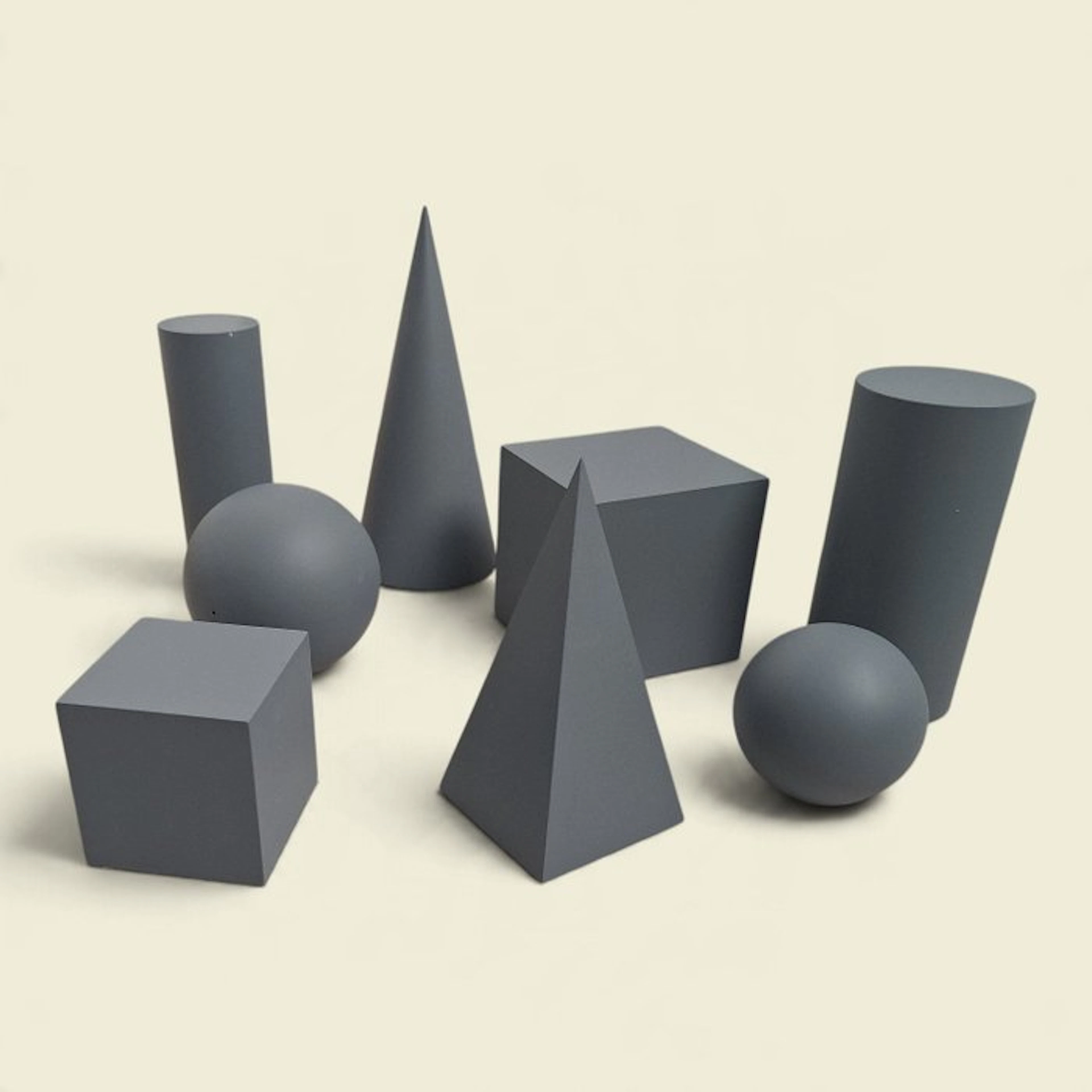 Sculpture, Otto forme geometriche - 20 cm - Wood