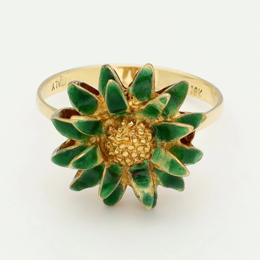 Ring - 18 kt. Yellow gold - Enamel