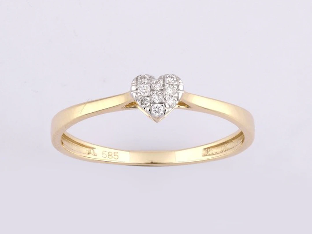 No reserve price - Ring - 14 kt. Yellow gold - 0.06ct. tw. Diamond (Natural)
