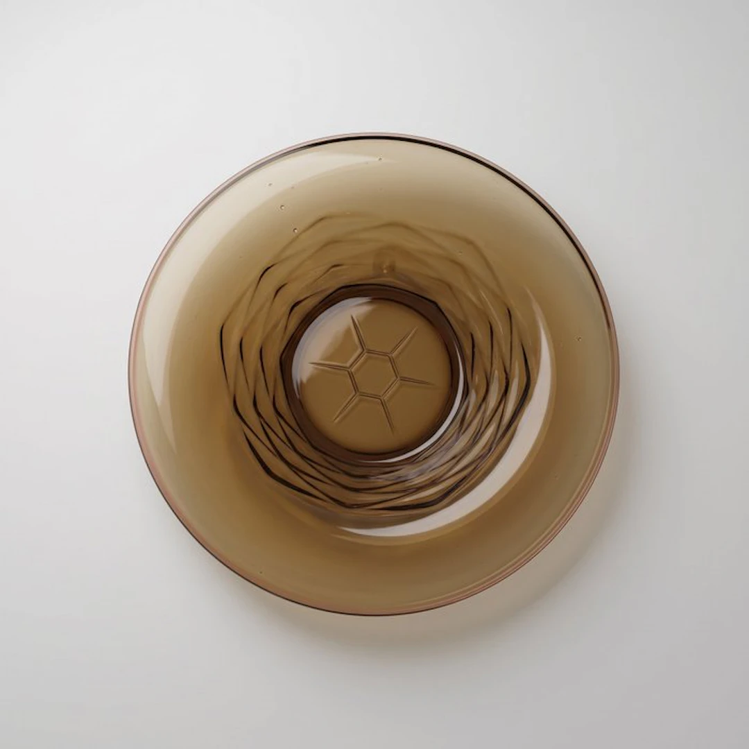 Platter - Fumé brown decor 'Ananas' with diamond relief