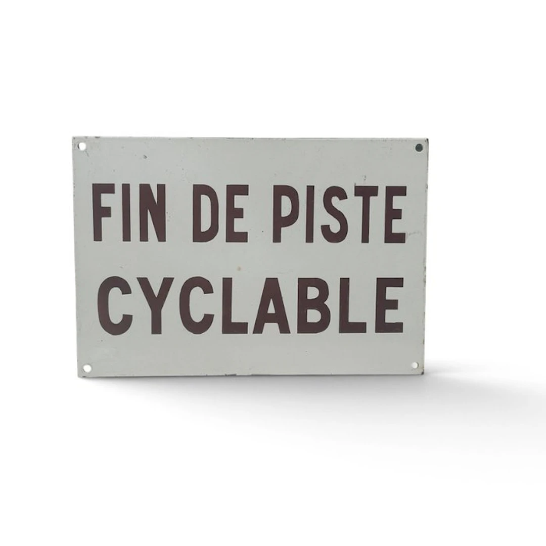 Enamel border "End of bike lane" - Enamel sign - Enamel, Steel