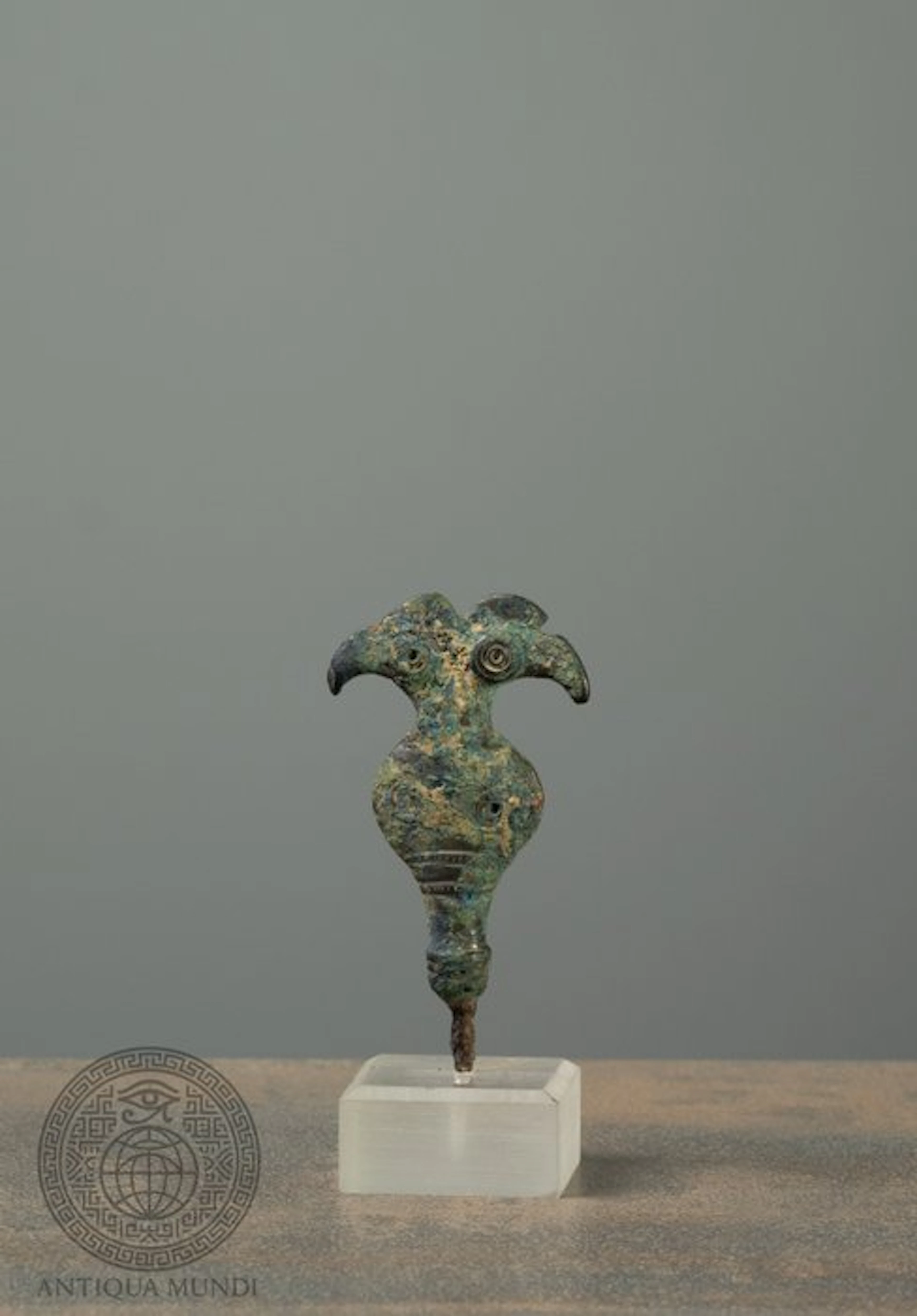 Western Asiatic Bronze Ornamental Pin with Double Bird-Head Finial - 7 cm