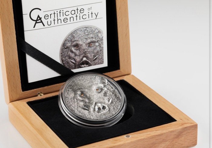 Mongolia. 500 Togrog Wild Boar - Sus Scrofa - Wildschwein Mongolei 1 oz (.999)