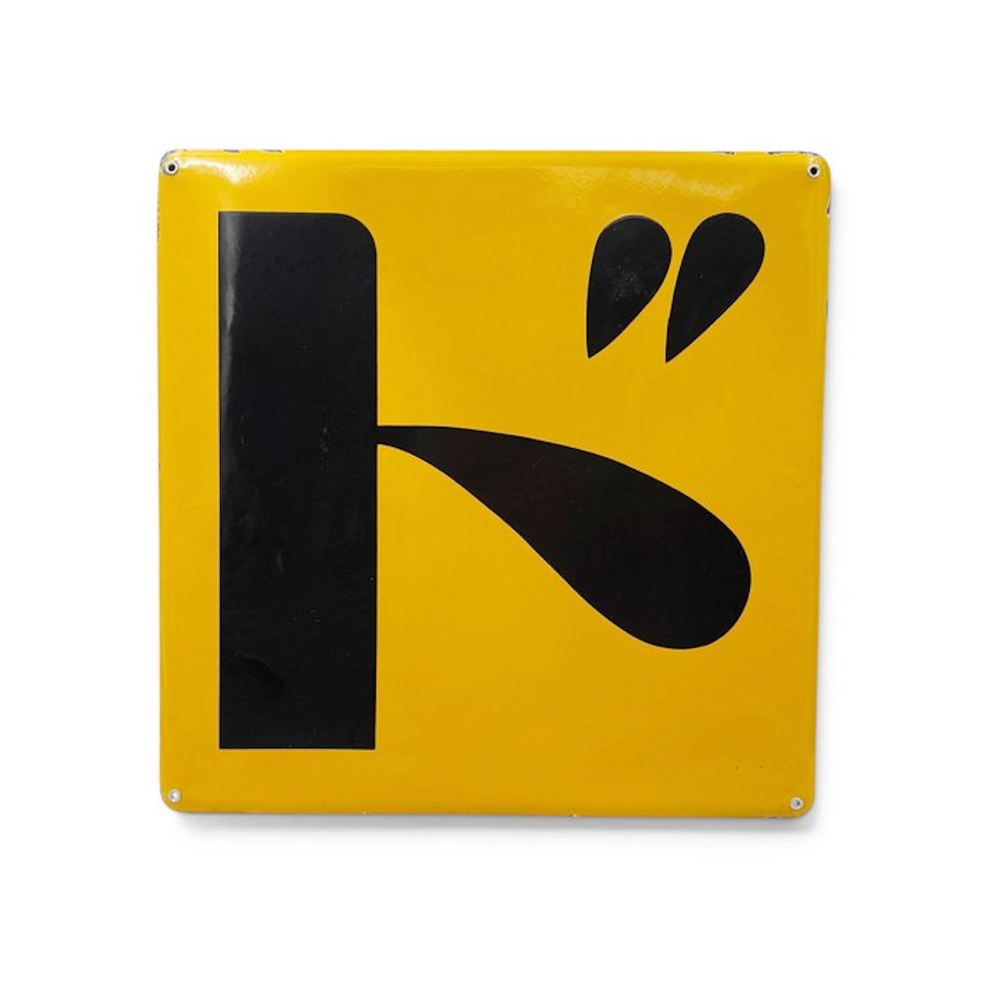 Japanese enamel plate with a character - Enamel sign - Enamel, Steel